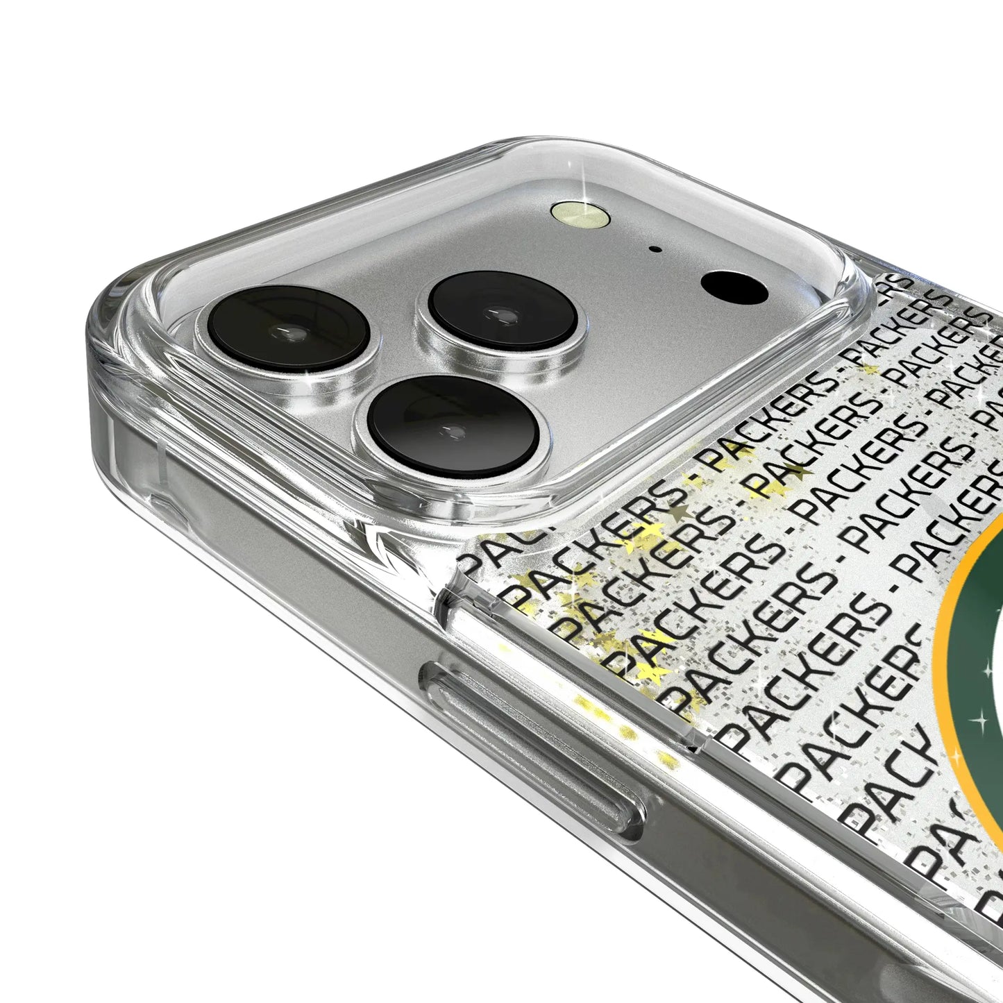 Green Bay Packers Text Backdrop Glitter Phone Case for Apple iPhone