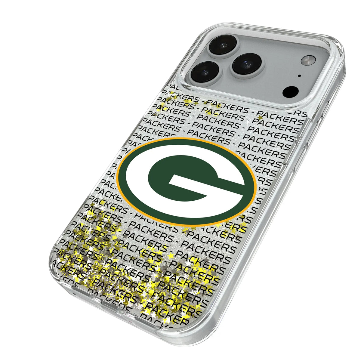 Green Bay Packers Text Backdrop Glitter Phone Case for Apple iPhone