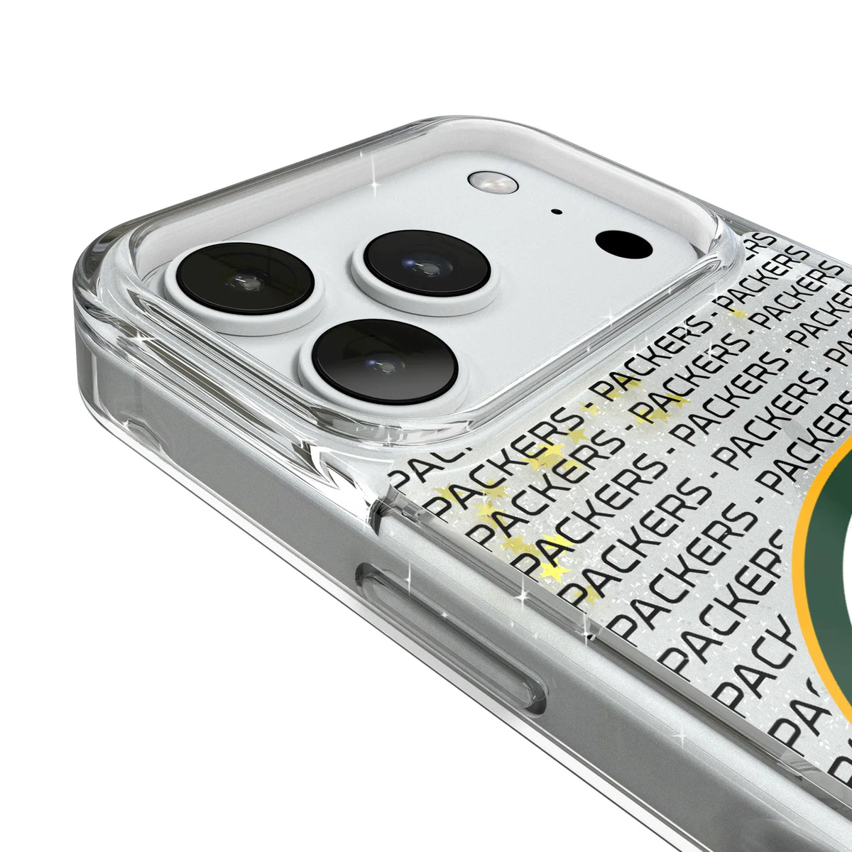 Green Bay Packers Text Backdrop Glitter Phone Case for Apple iPhone