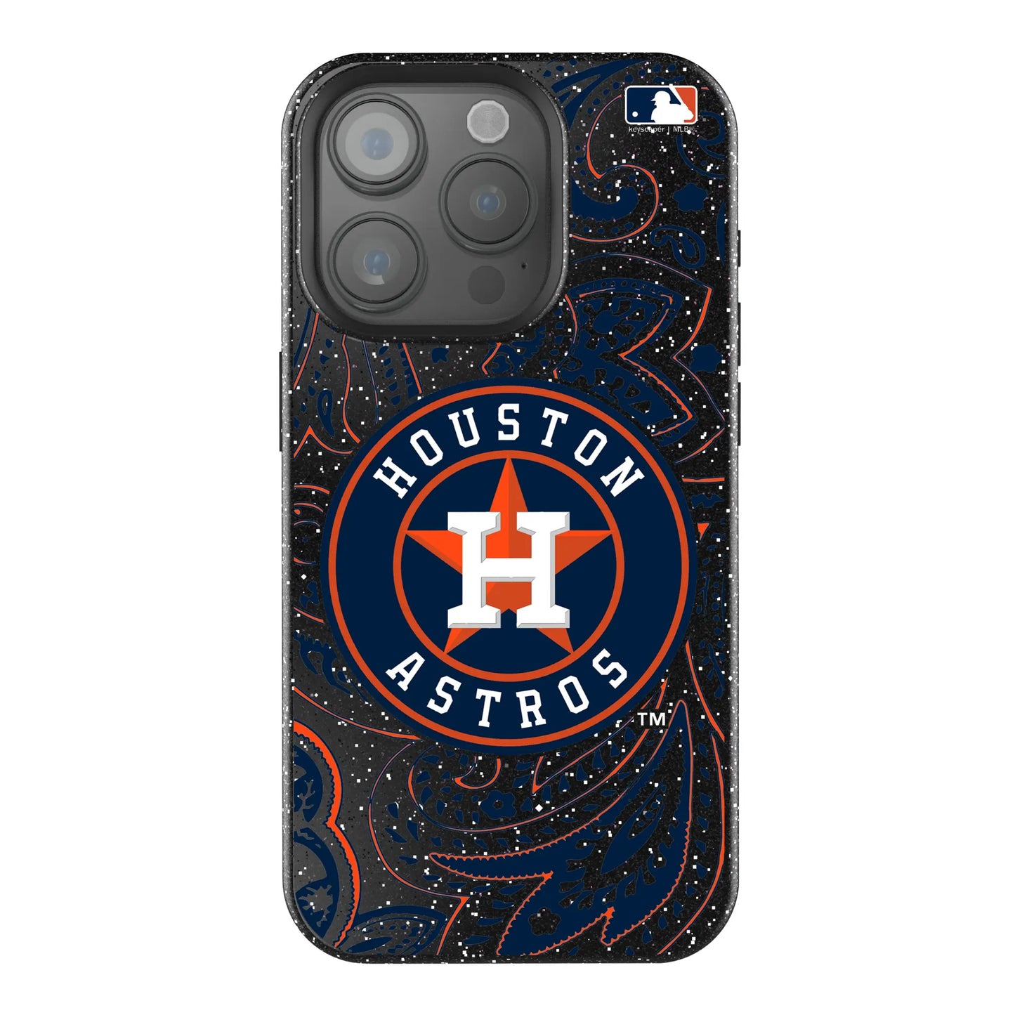 Houston Astros Paisley Black Bling Phone Case for Apple iPhone