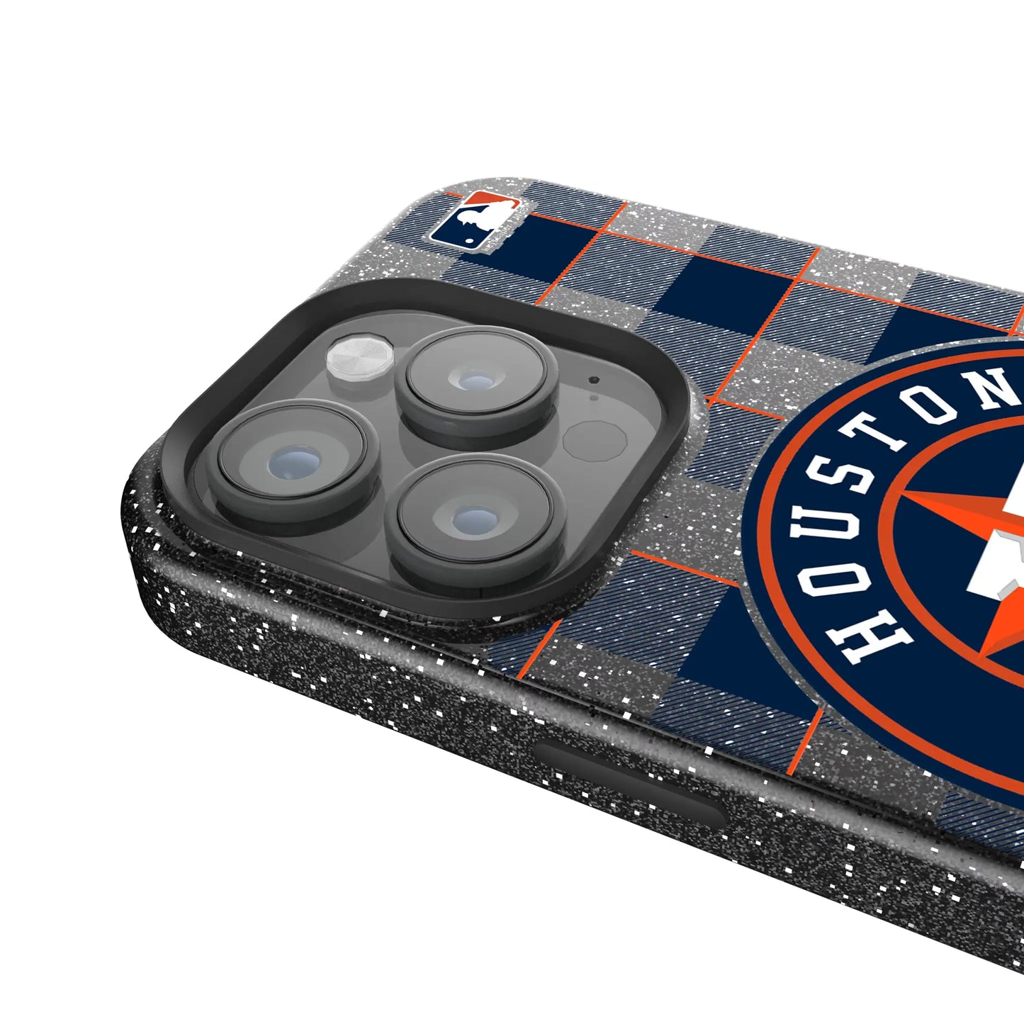 Houston Astros Plaid Black Bling Phone Case for Apple iPhone