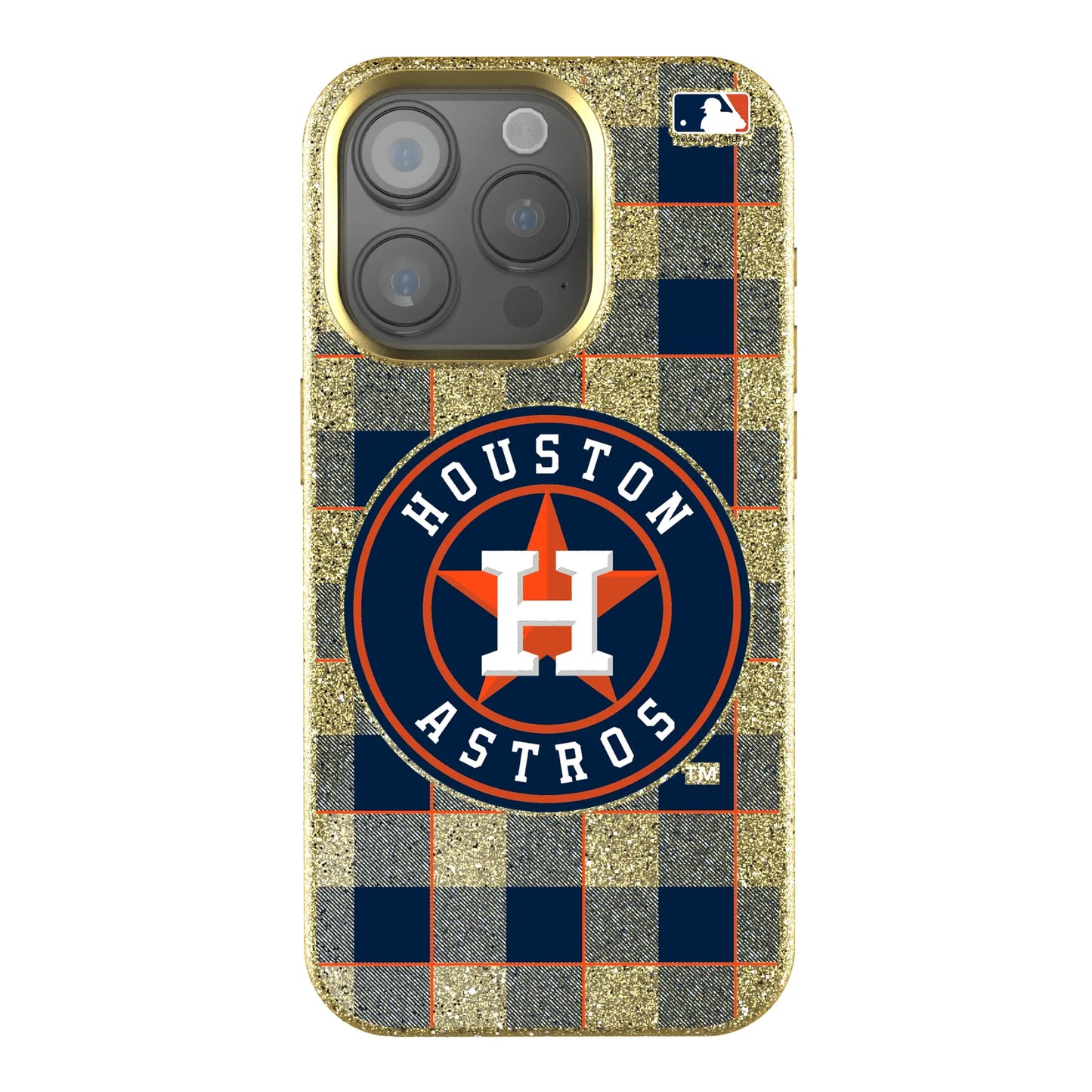 Houston Astros Plaid Bling Phone Case for Apple iPhone