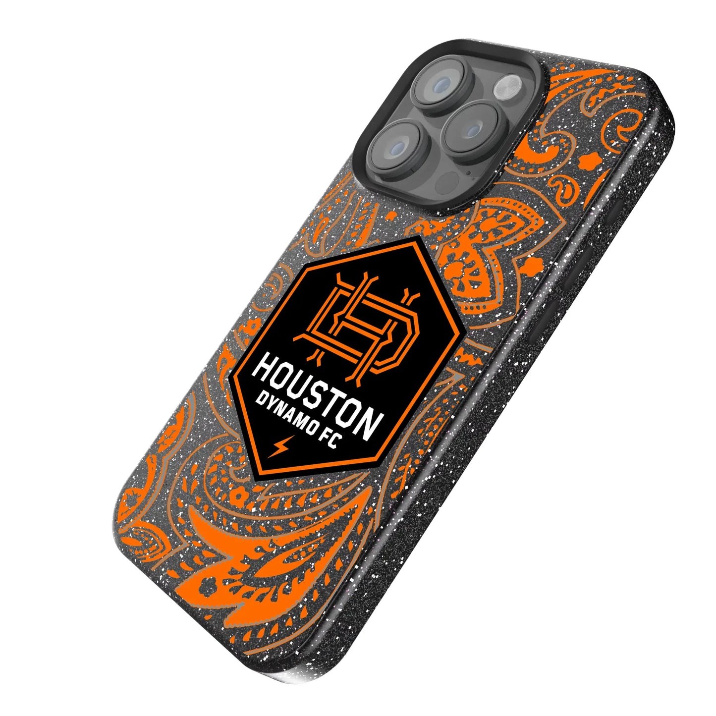 Houston Dynamo Paisley Black Bling Phone Case for Apple iPhone