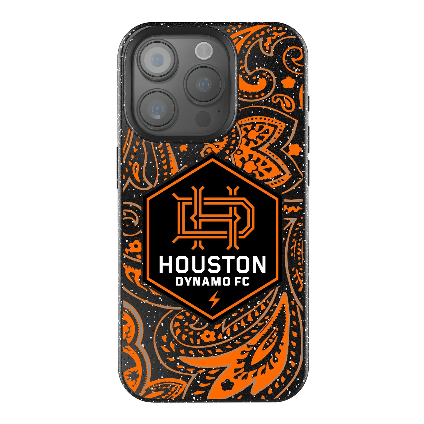 Houston Dynamo Paisley Black Bling Phone Case for Apple iPhone