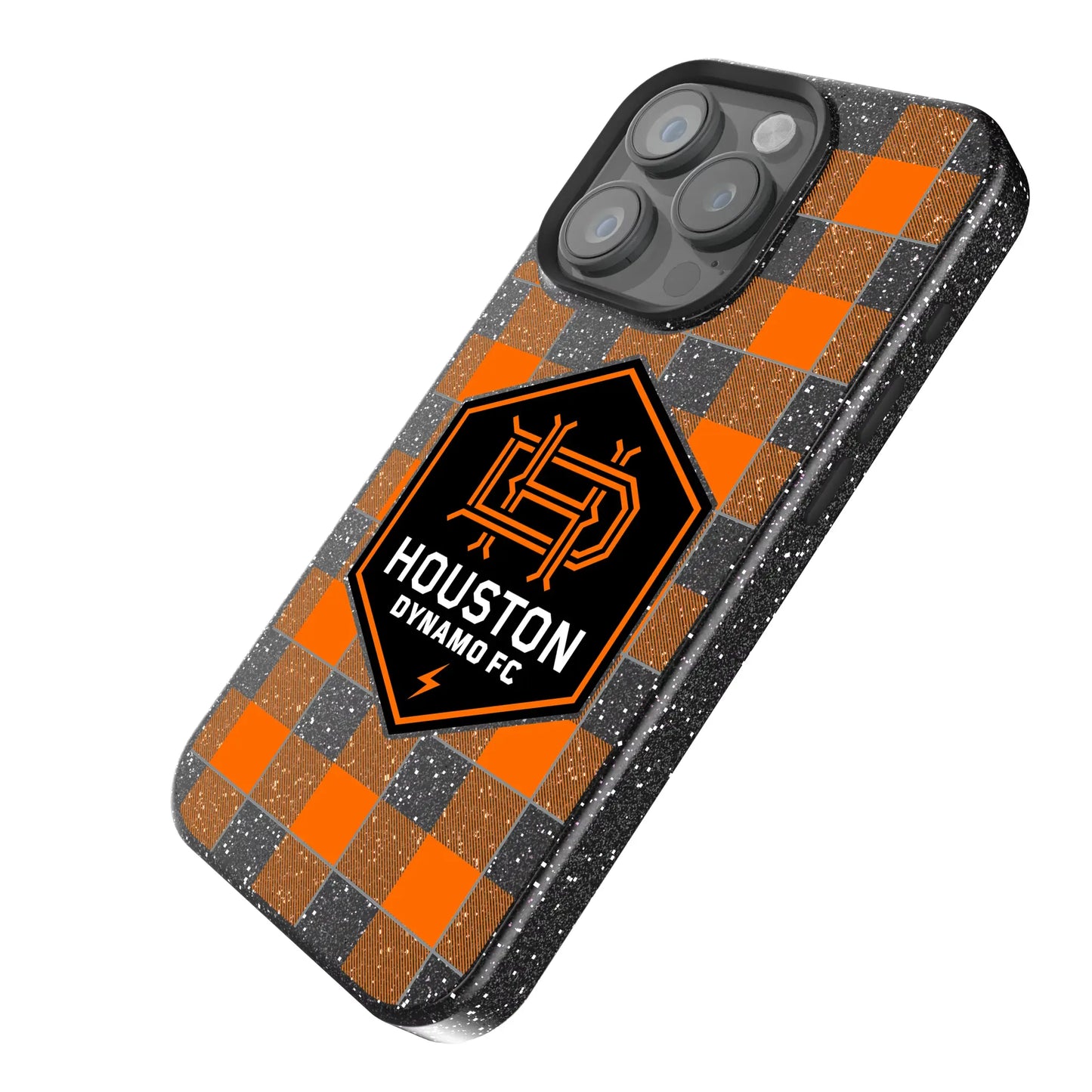 Houston Dynamo Plaid Black Bling Phone Case for Apple iPhone