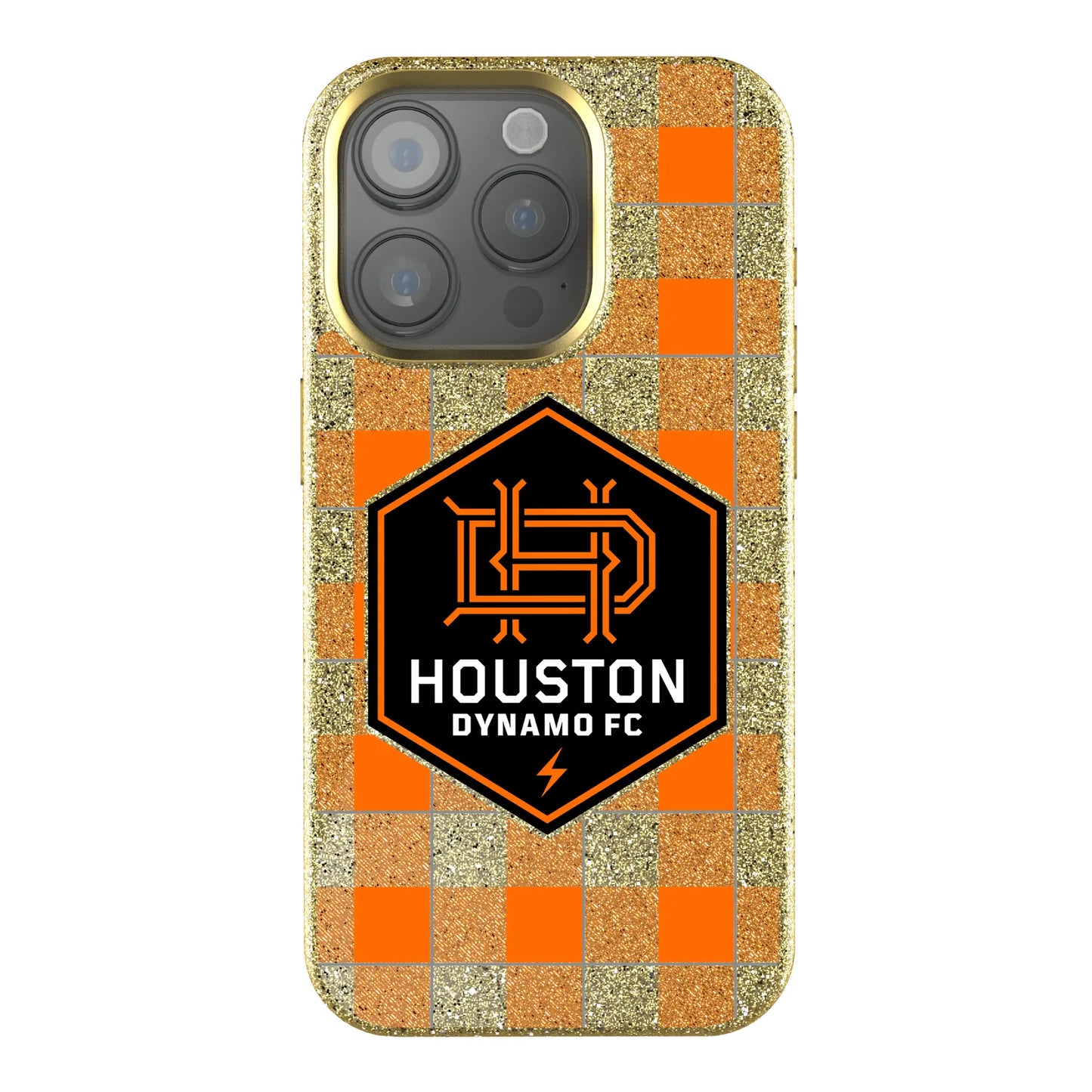 Houston Dynamo Plaid Bling Phone Case for Apple iPhone