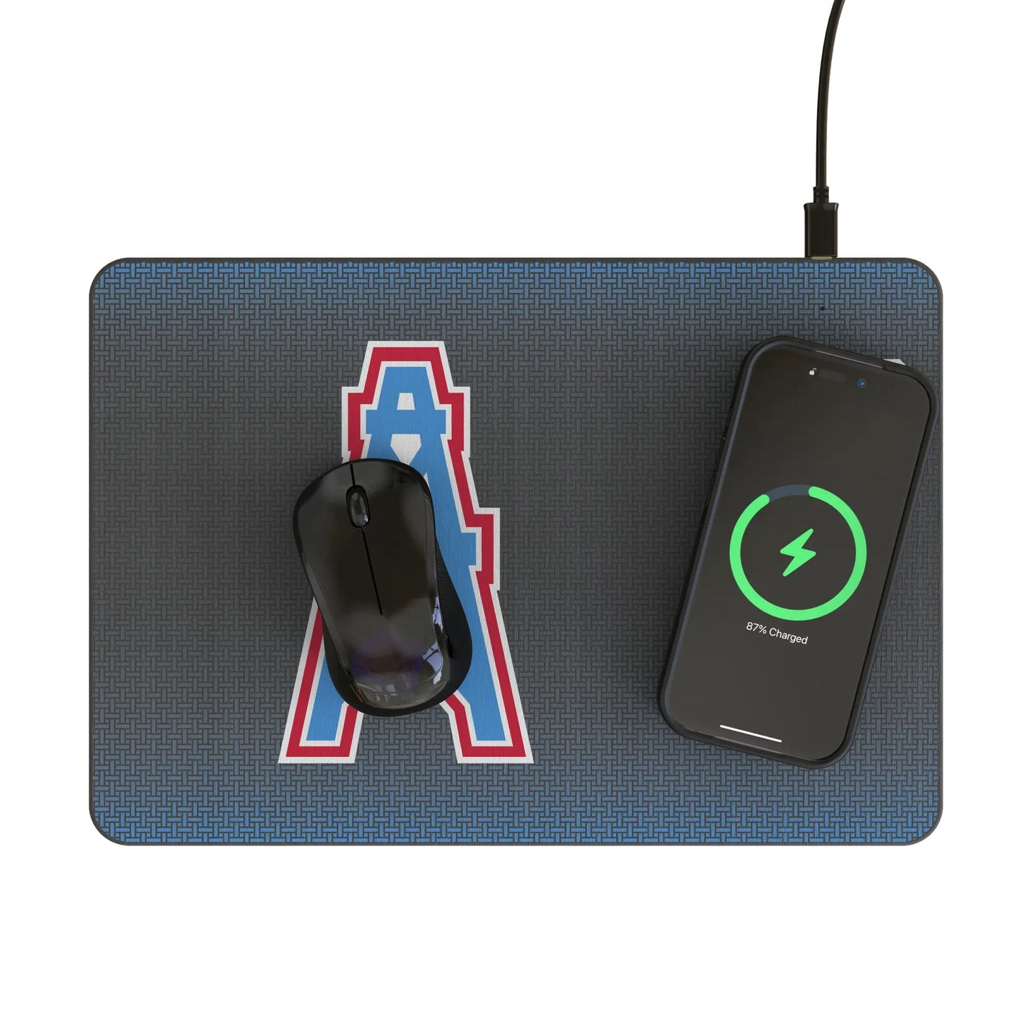 Houston Oilers Historic Collection Linen 15-Watt Wireless Charger and Mouse Pad