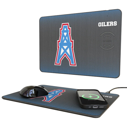 Houston Oilers Historic Collection Linen 15-Watt Wireless Charger and Mouse Pad