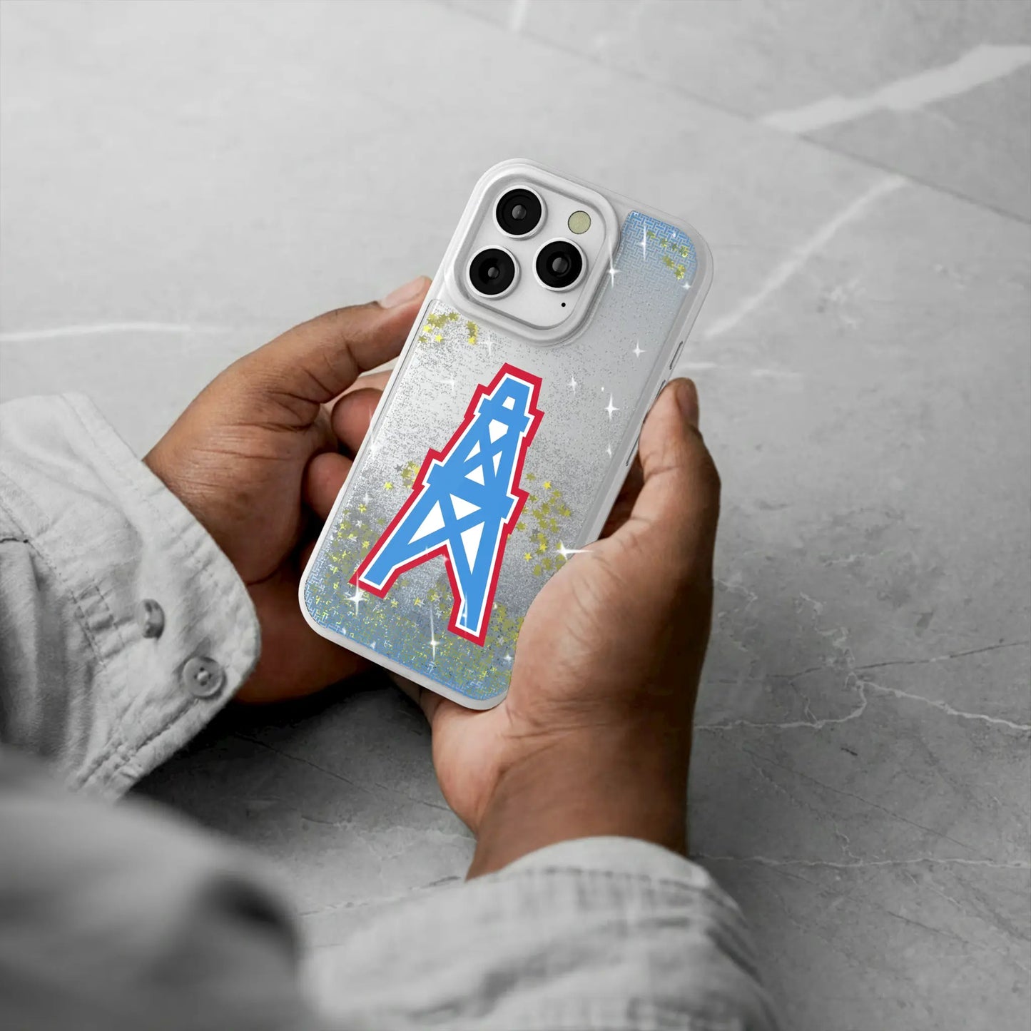 Houston Oilers Historic Collection Linen Glitter Phone Case for Apple iPhone