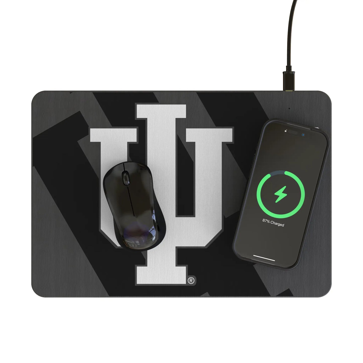 Indiana University Hoosiers Monocolor Tilt 15-Watt Wireless Charger and Mouse Pad