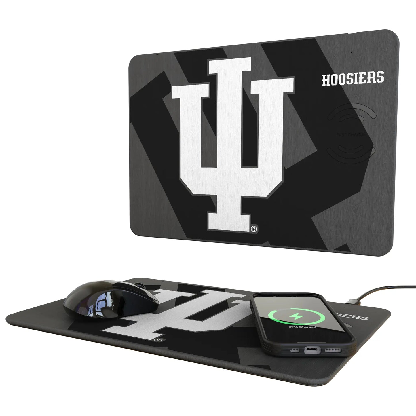 Indiana University Hoosiers Monocolor Tilt 15-Watt Wireless Charger and Mouse Pad