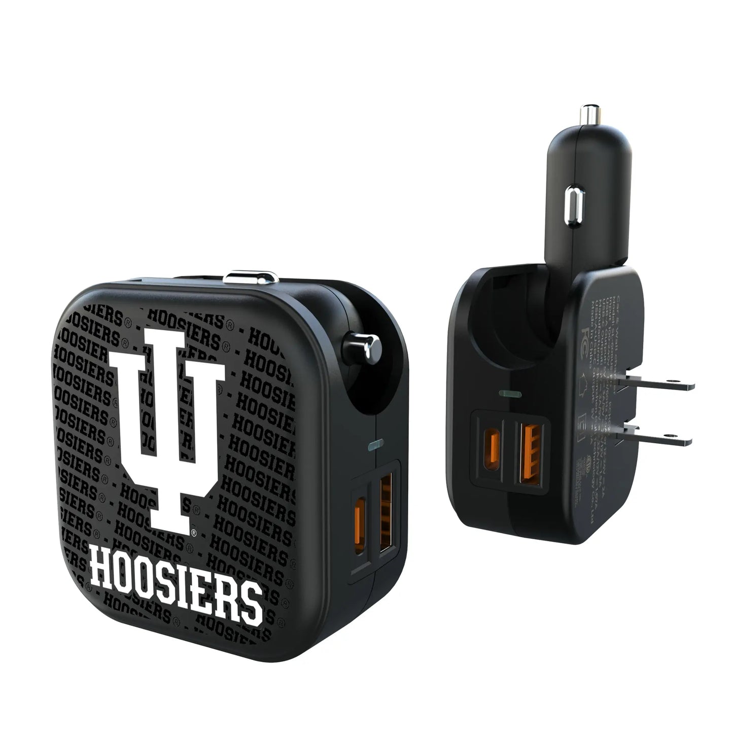 Indiana University Hoosiers Text Backdrop 2 in 1 USB A/C Charger