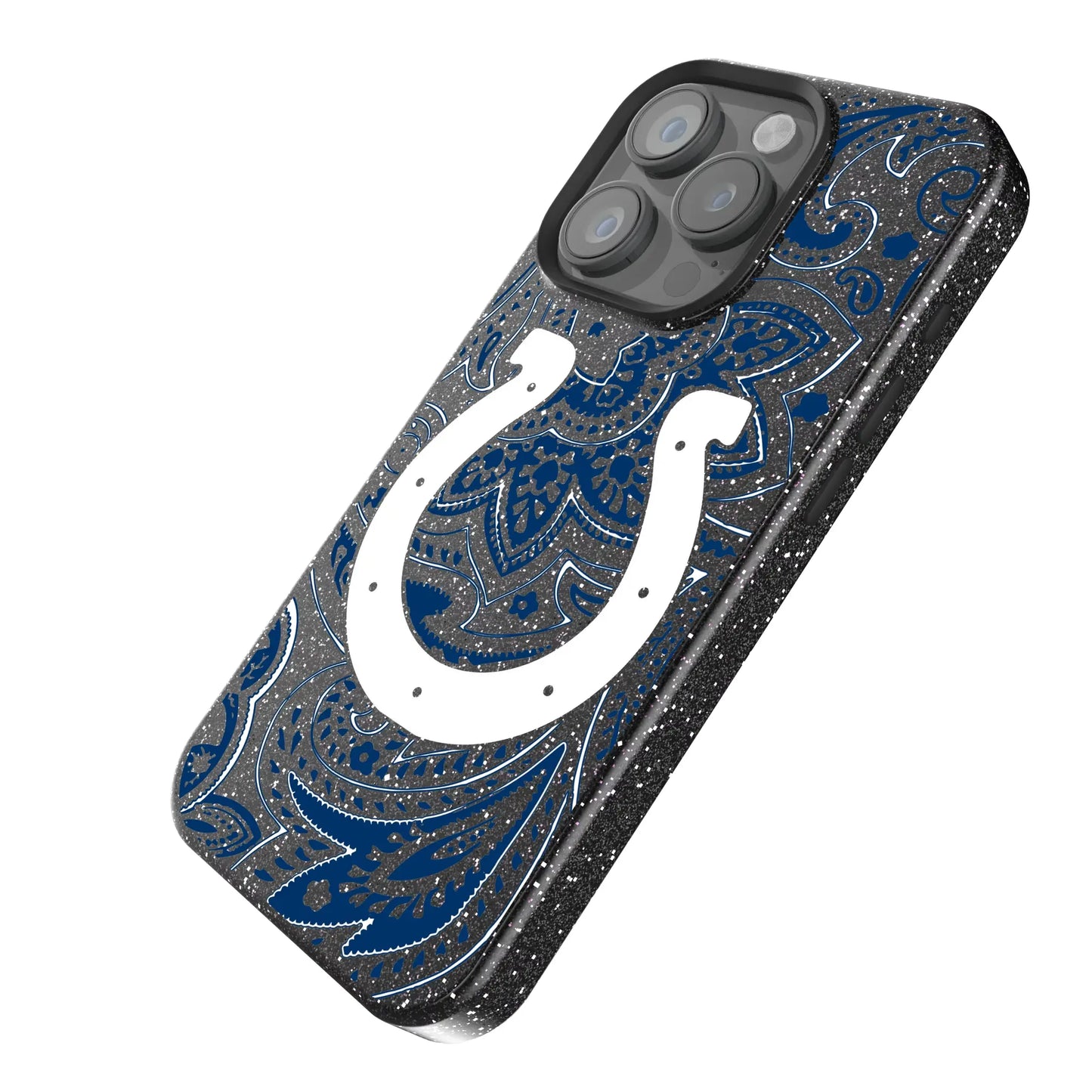 Indianapolis Colts Paisley Black Bling Phone Case for Apple iPhone