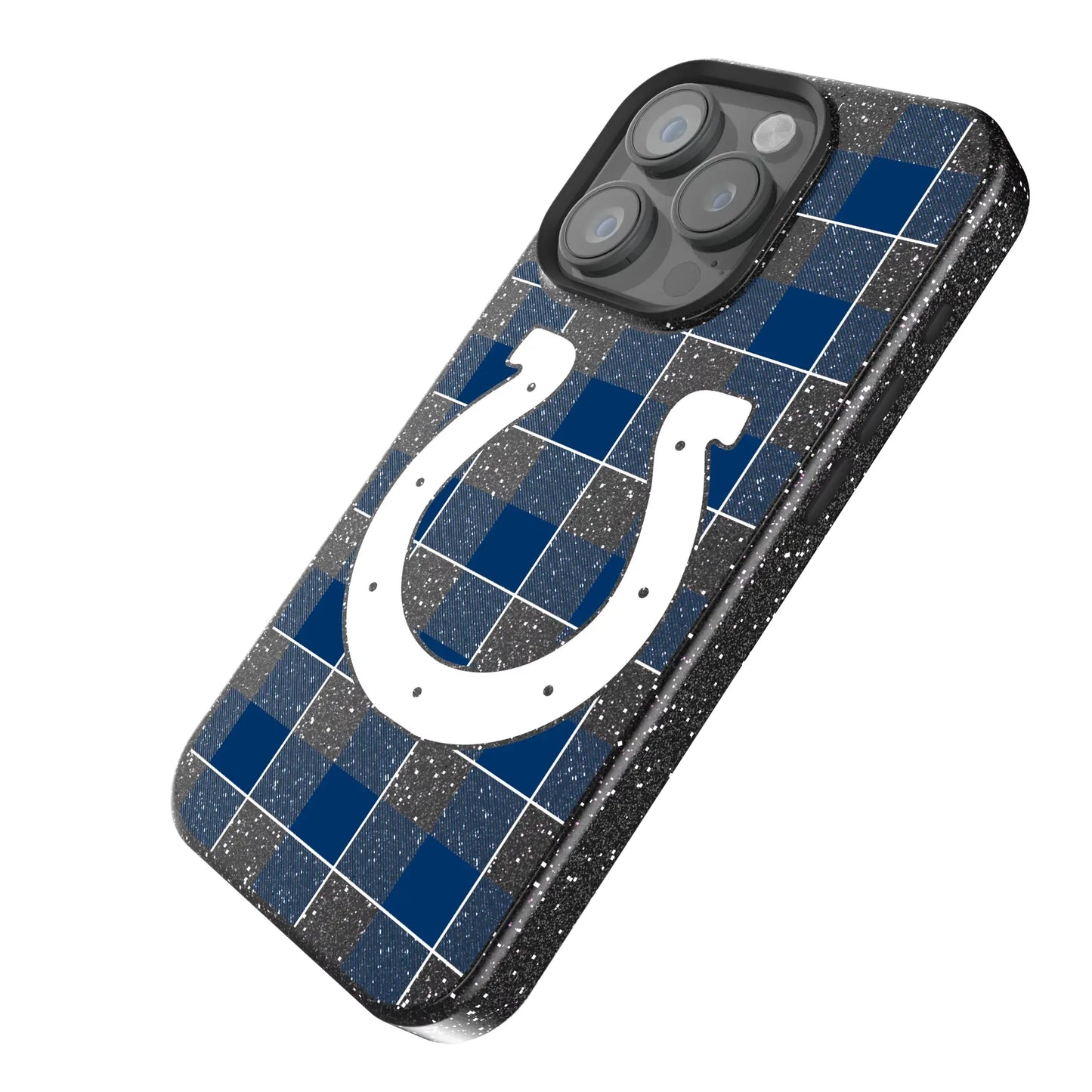 Indianapolis Colts Plaid Black Bling Phone Case for Apple iPhone