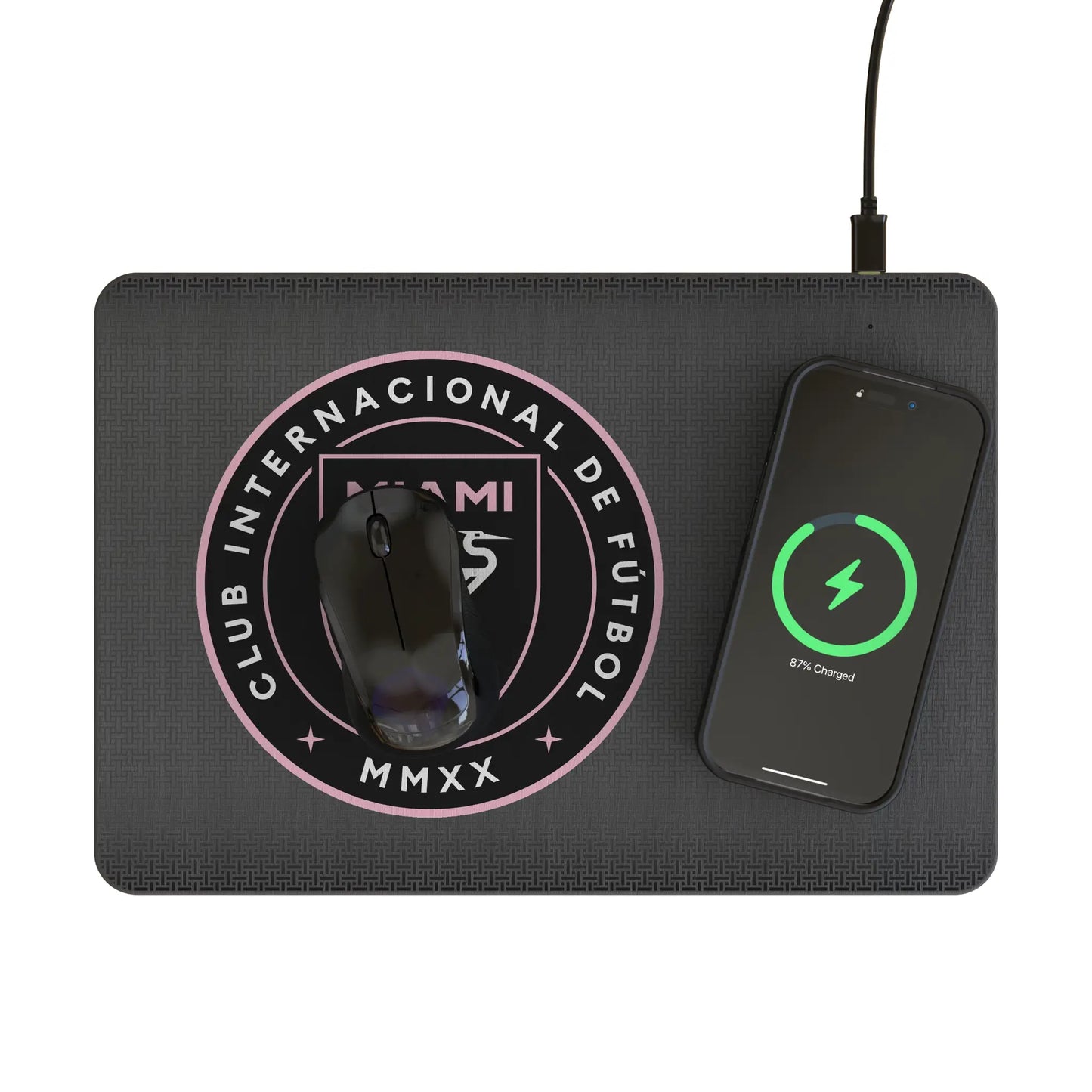 Inter Miami CF Linen 15-Watt Wireless Charger and Mouse Pad