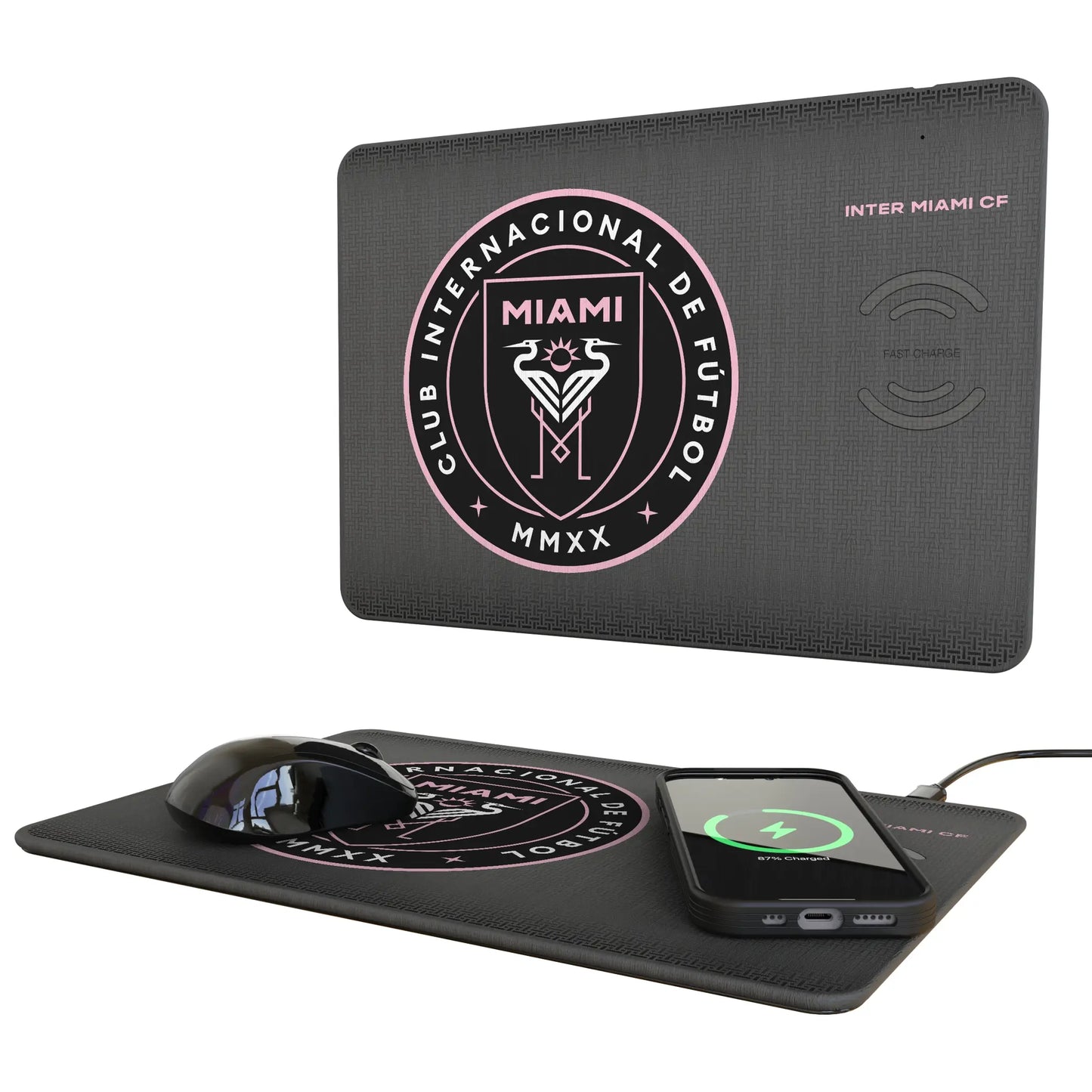 Inter Miami CF Linen 15-Watt Wireless Charger and Mouse Pad