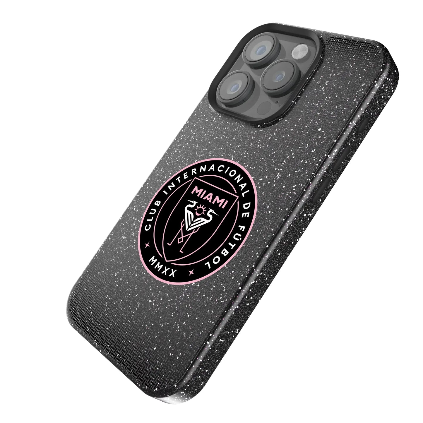 Inter Miami CF Linen Black Bling Phone Case for Apple iPhone