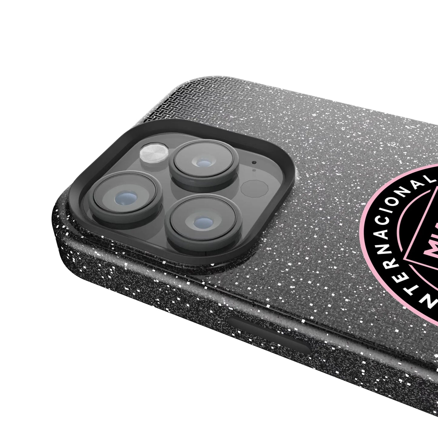 Inter Miami CF Linen Black Bling Phone Case for Apple iPhone
