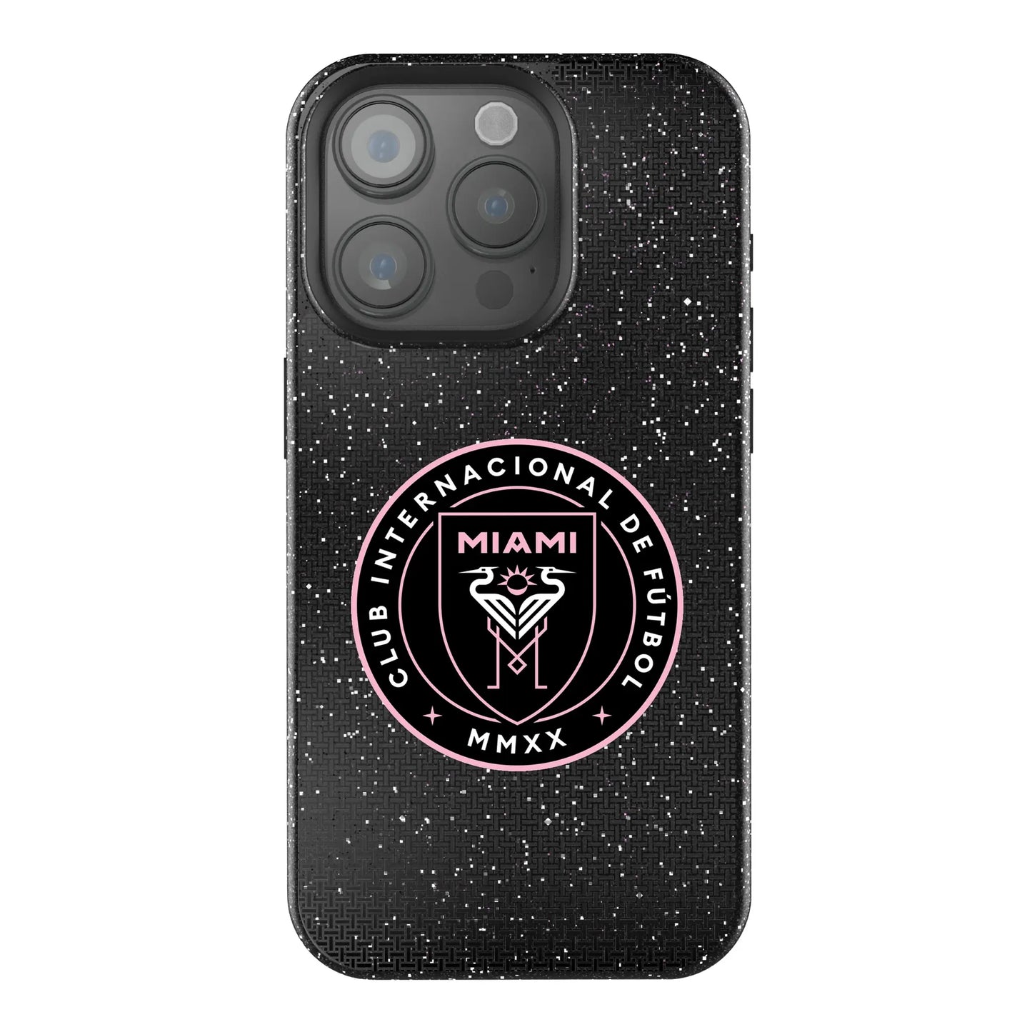Inter Miami CF Linen Black Bling Phone Case for Apple iPhone