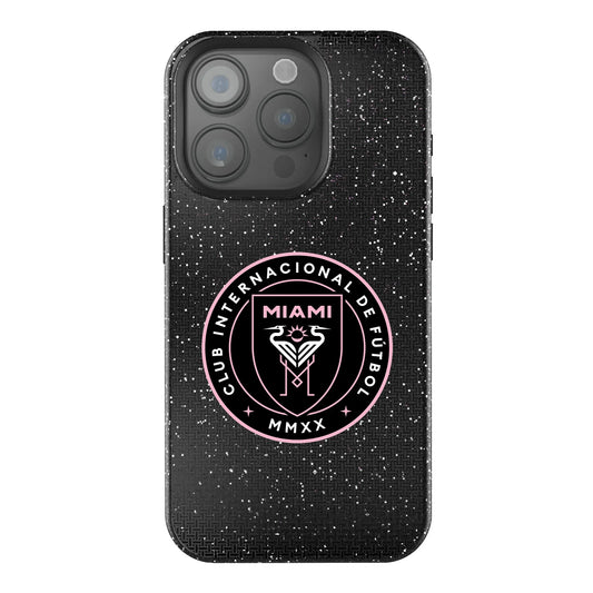 Inter Miami CF Linen Black Bling Phone Case for Apple iPhone