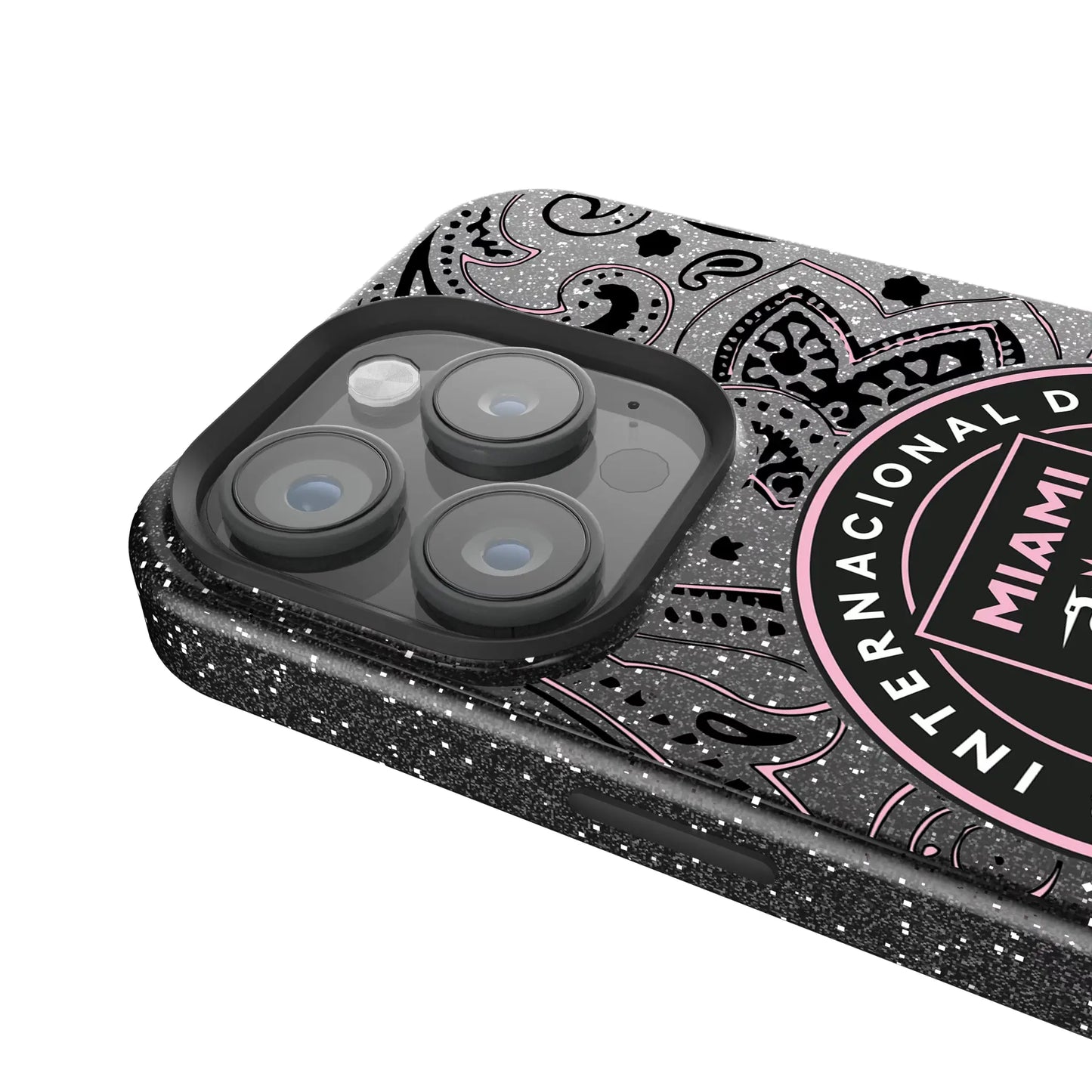 Inter Miami CF Paisley Black Bling Phone Case for Apple iPhone
