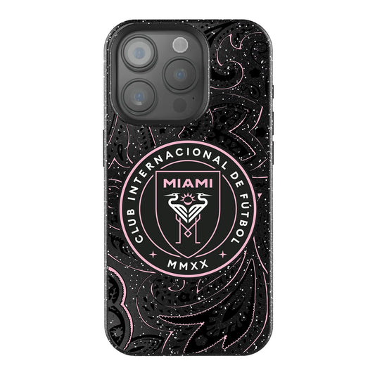 Inter Miami CF Paisley Black Bling Phone Case for Apple iPhone