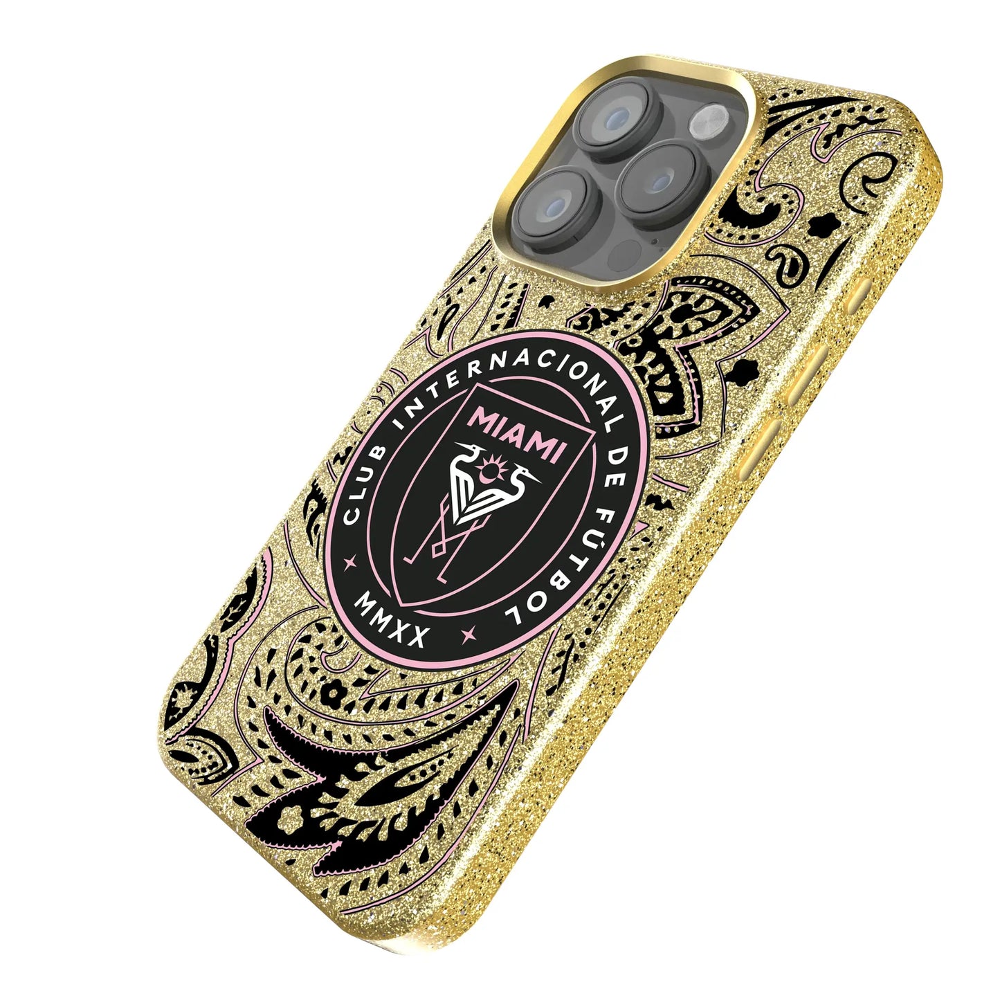 Inter Miami CF Paisley Bling Phone Case for Apple iPhone