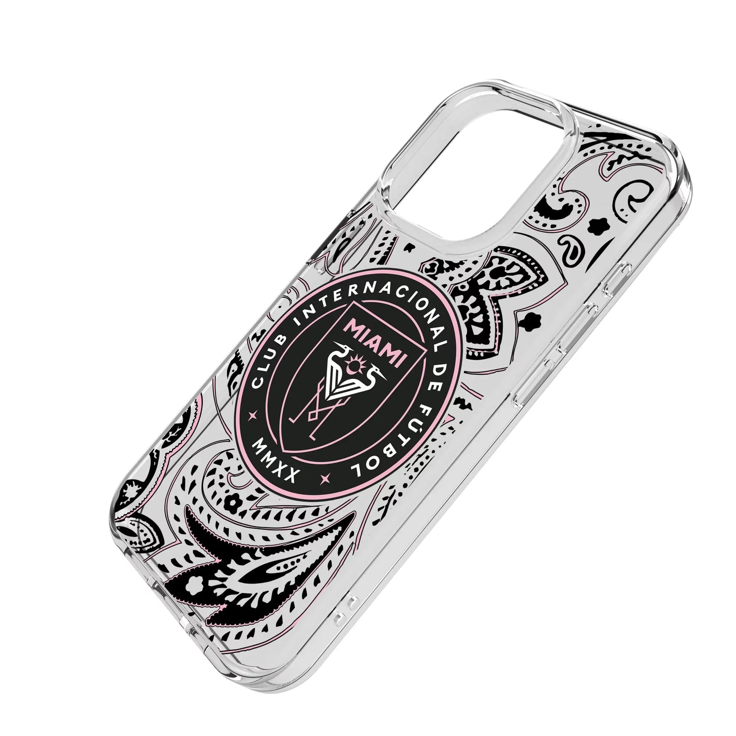 Inter Miami CF Paisley Clear Phone Case for Apple iPhone