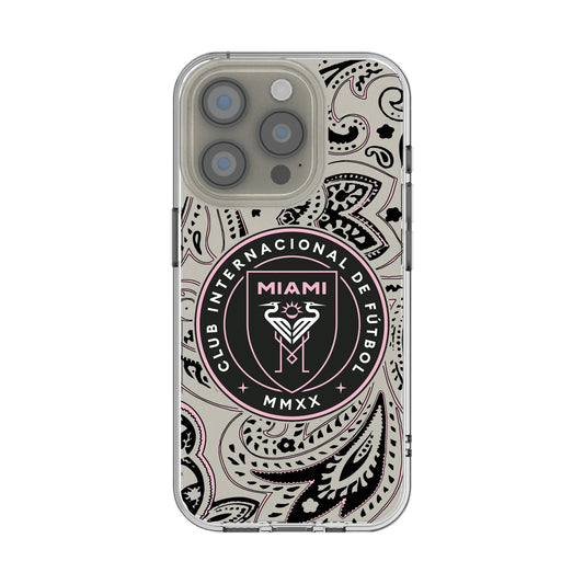 Inter Miami CF Paisley Clear Phone Case for Apple iPhone