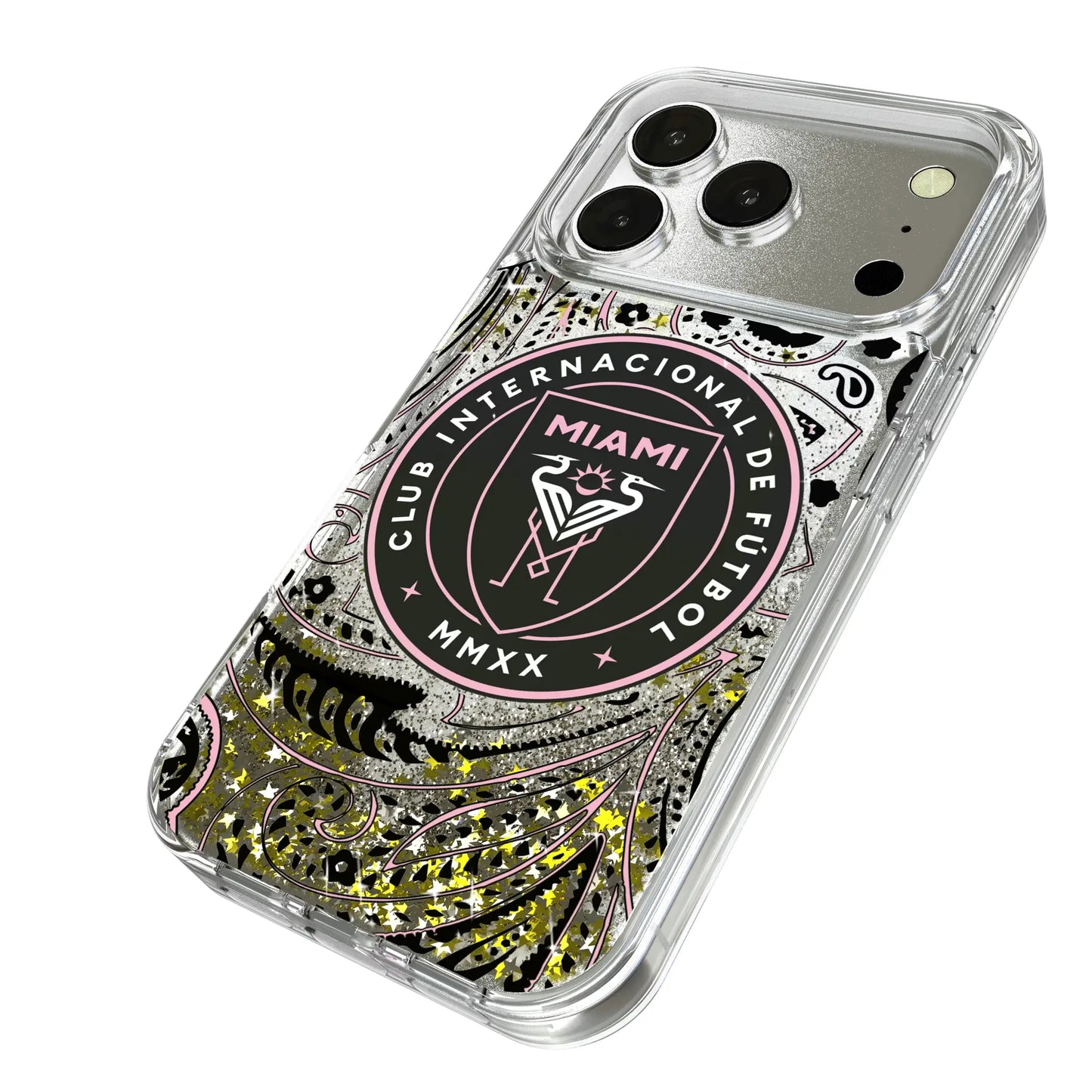 Inter Miami CF Paisley Glitter Phone Case for Apple iPhone