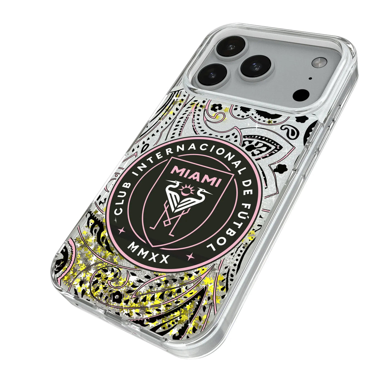 Inter Miami CF Paisley Glitter Phone Case for Apple iPhone