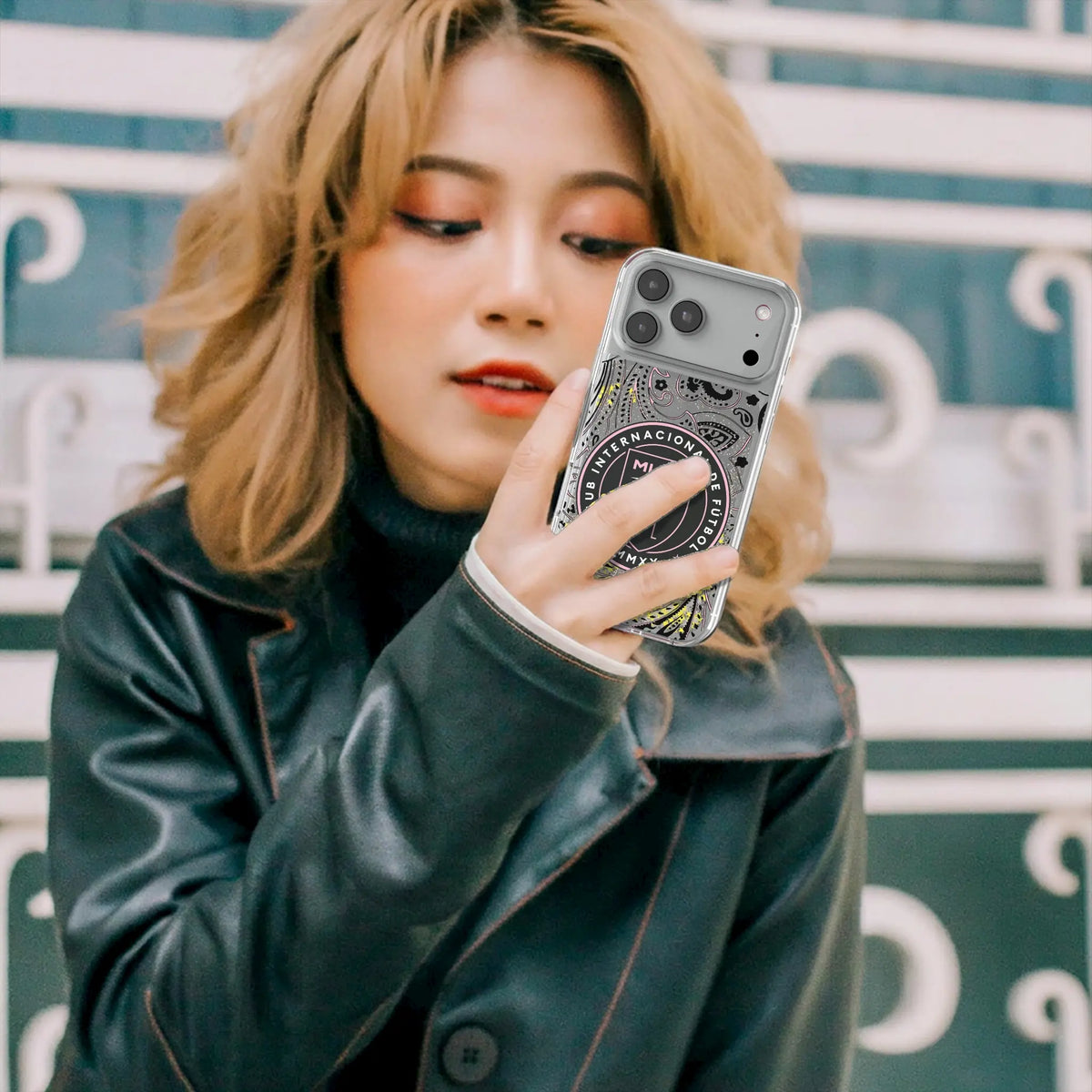 Inter Miami CF Paisley Glitter Phone Case for Apple iPhone