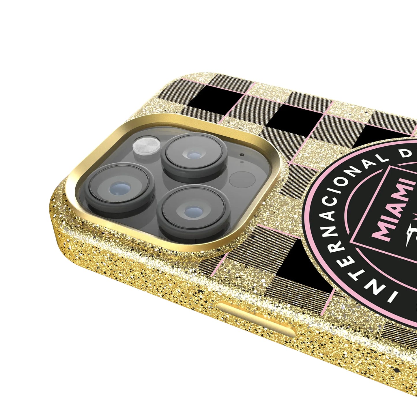 Inter Miami CF Plaid Bling Phone Case for Apple iPhone