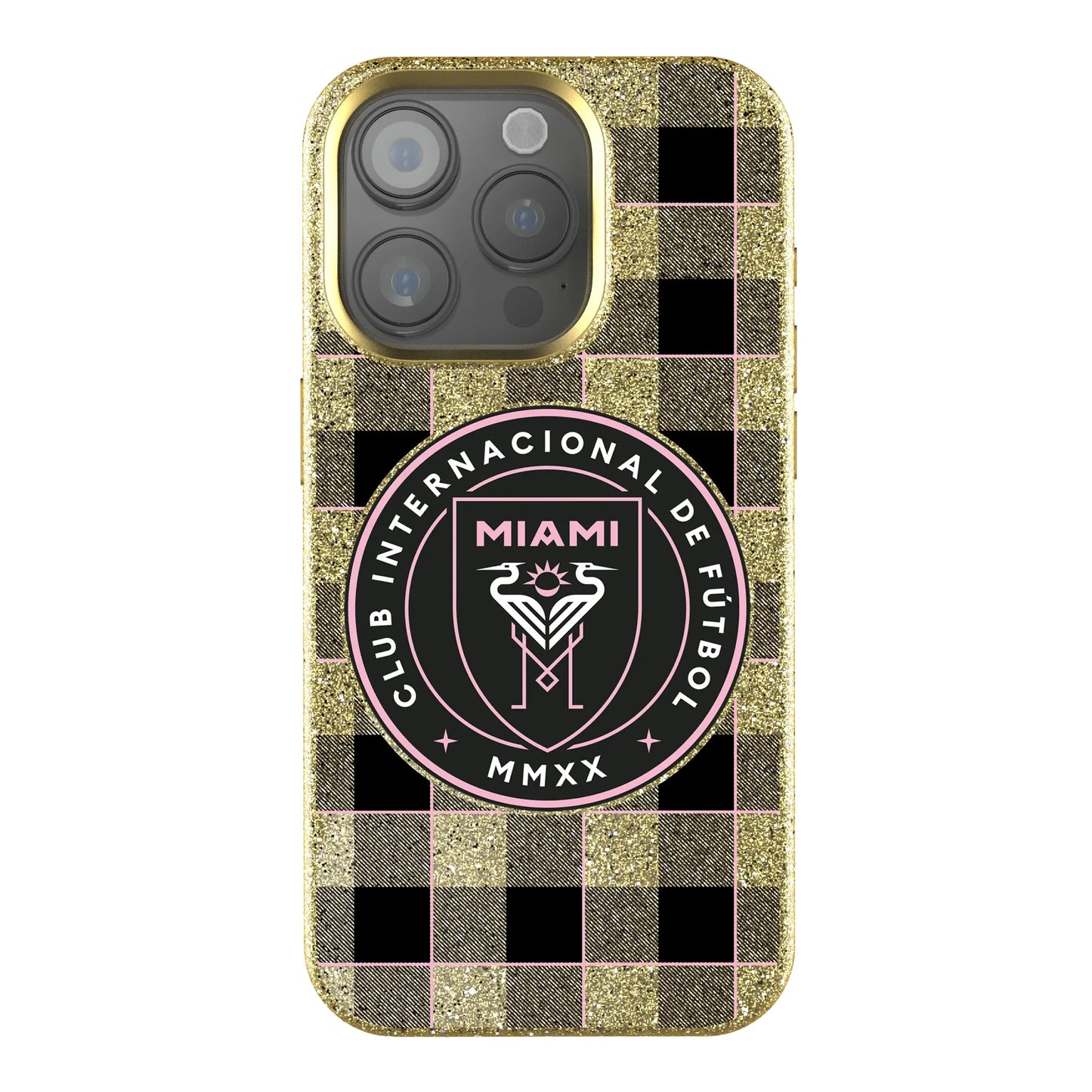 Inter Miami CF Plaid Bling Phone Case for Apple iPhone