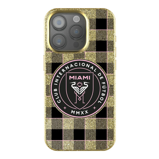 Inter Miami CF Plaid Bling Phone Case for Apple iPhone