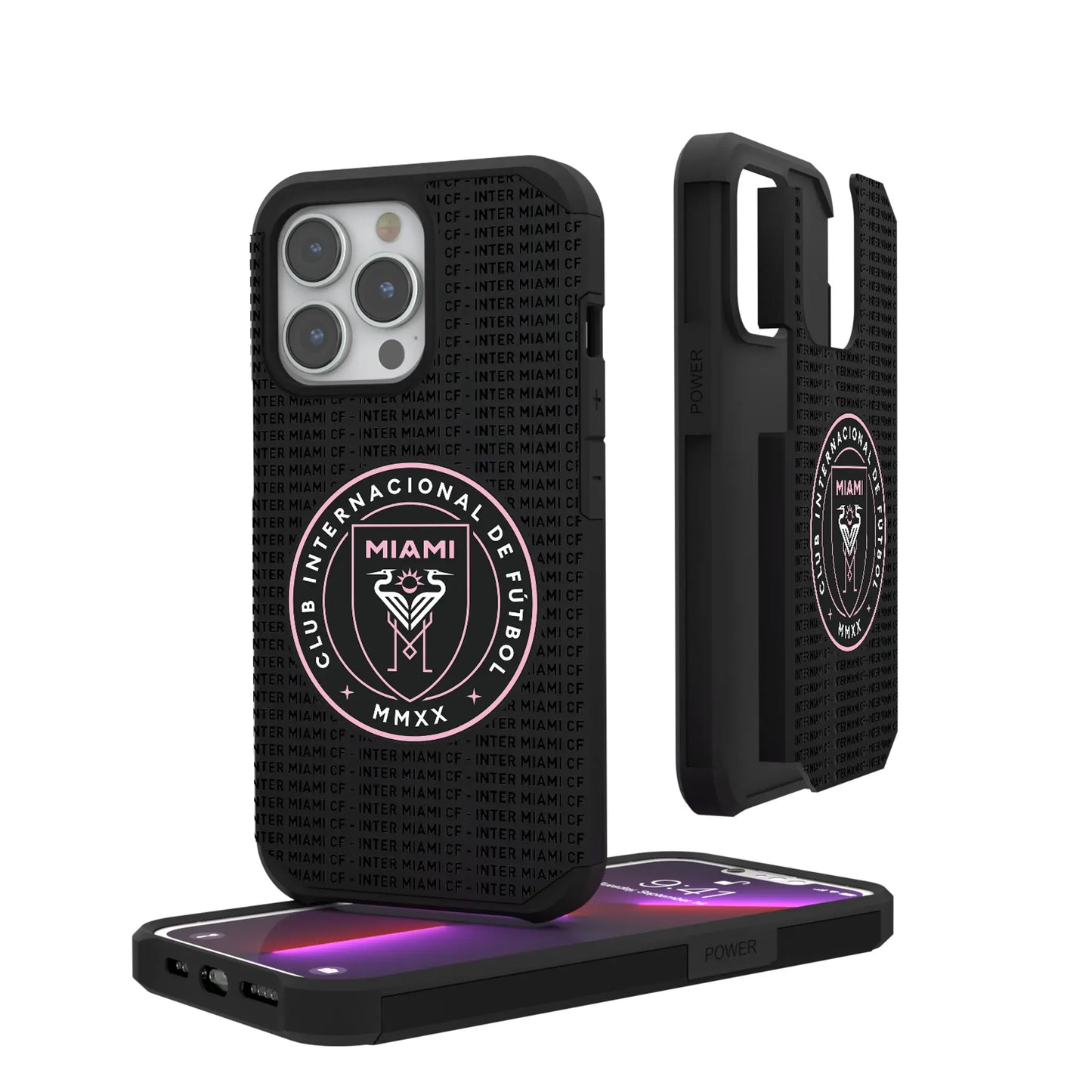 Inter Miami CF Text Backdrop Rugged Phone Case for Apple iPhone