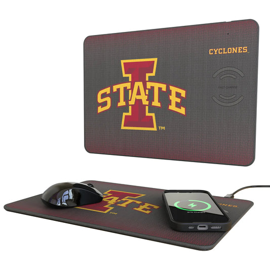 Iowa State University Cyclones Linen 15-Watt Wireless Charger and Mouse Pad