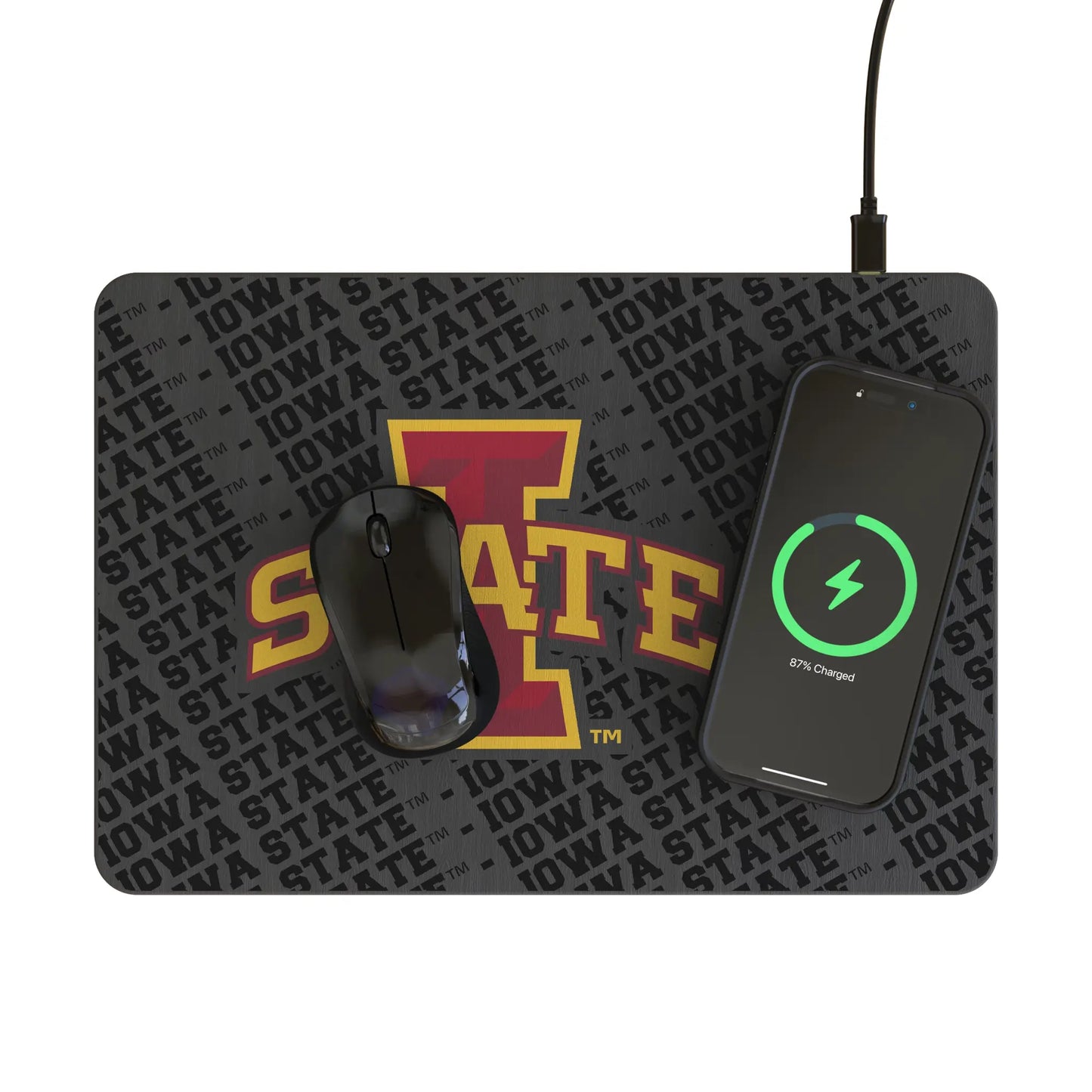 Iowa State University Cyclones Monocolor Tilt 15-Watt Wireless Charger and Mouse Pad