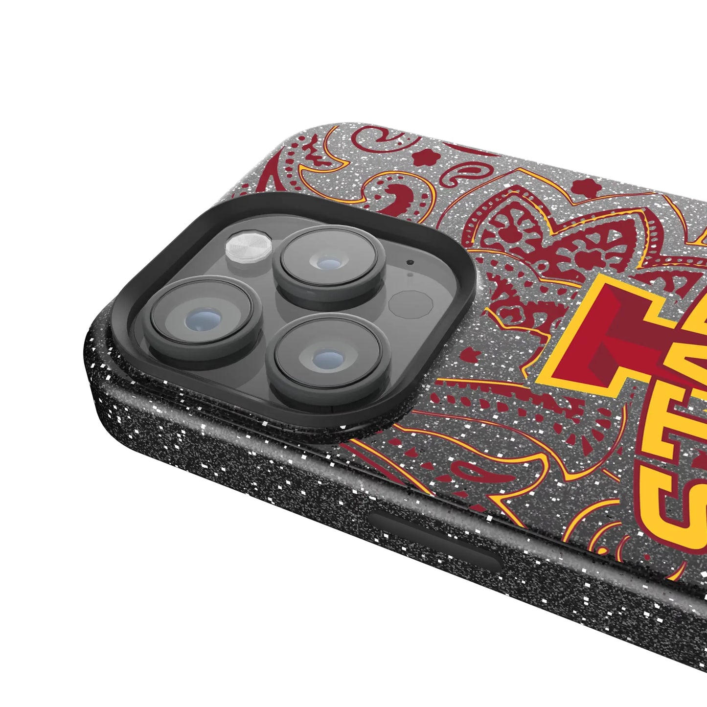 Iowa State University Cyclones Paisley Black Bling Phone Case for Apple iPhone