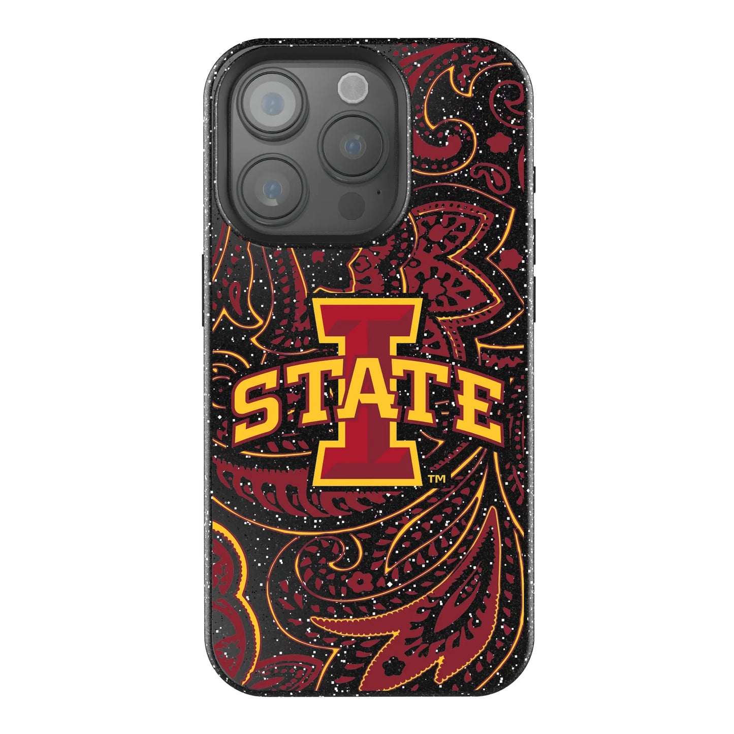 Iowa State University Cyclones Paisley Black Bling Phone Case for Apple iPhone