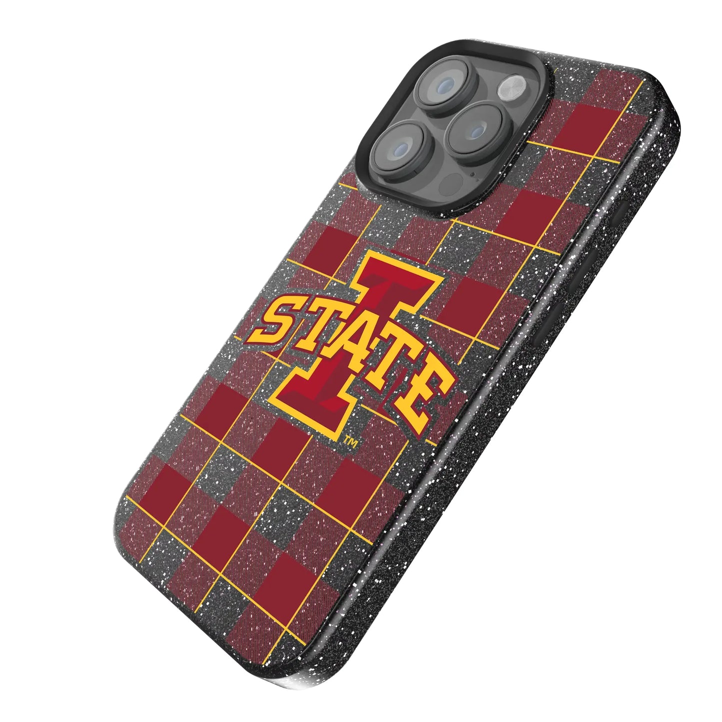 Iowa State University Cyclones Plaid Black Bling Phone Case for Apple iPhone