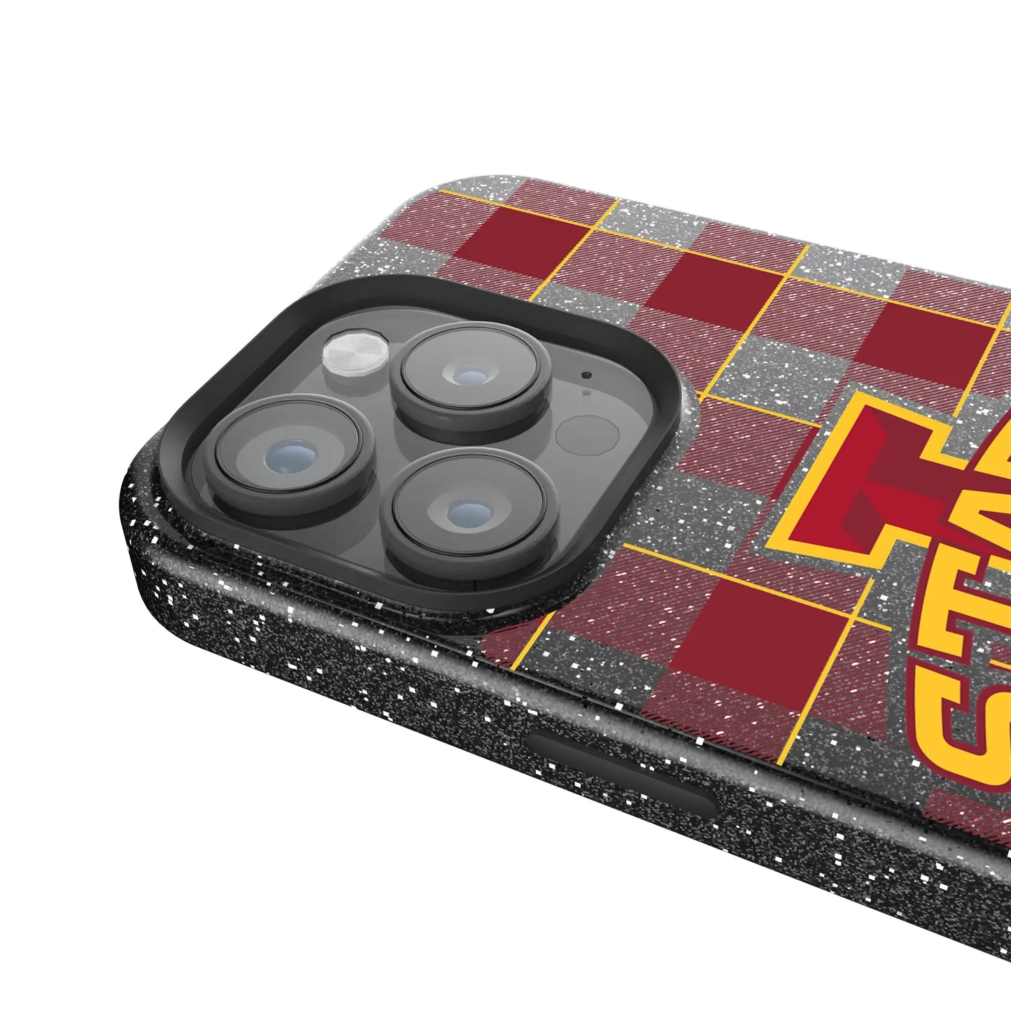 Iowa State University Cyclones Plaid Black Bling Phone Case for Apple iPhone
