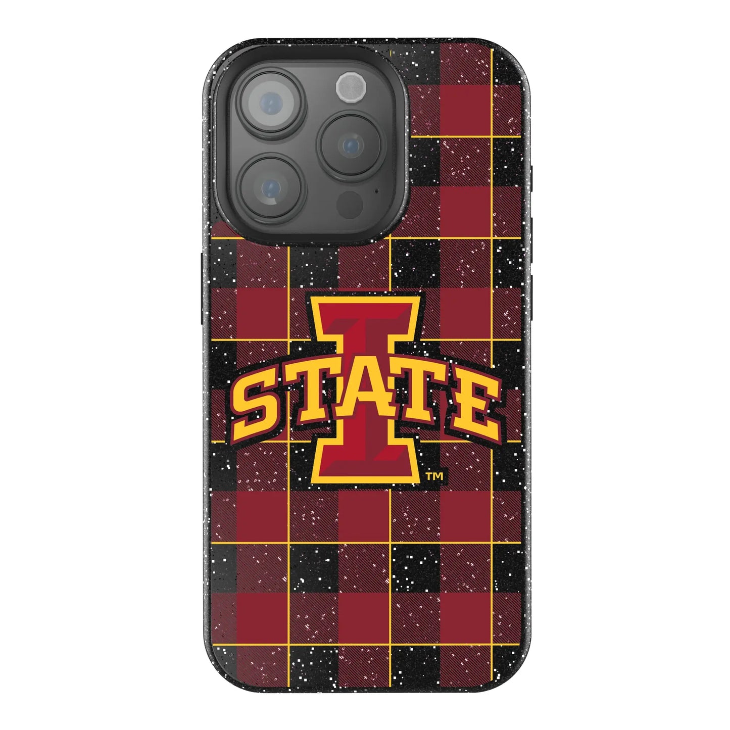 Iowa State University Cyclones Plaid Black Bling Phone Case for Apple iPhone