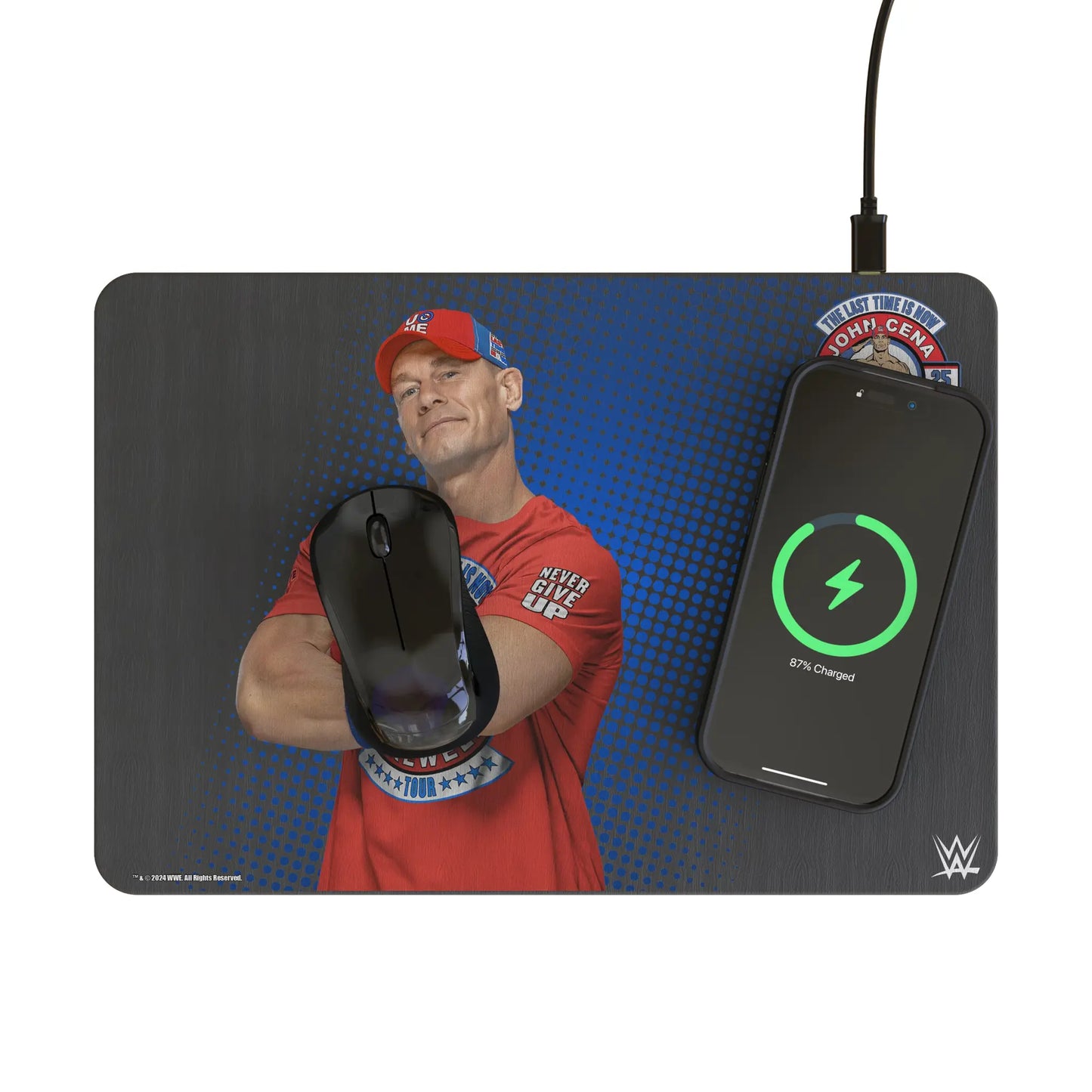 John Cena Farewell Tour Superstar 15-Watt Wireless Charger and Mouse Pad
