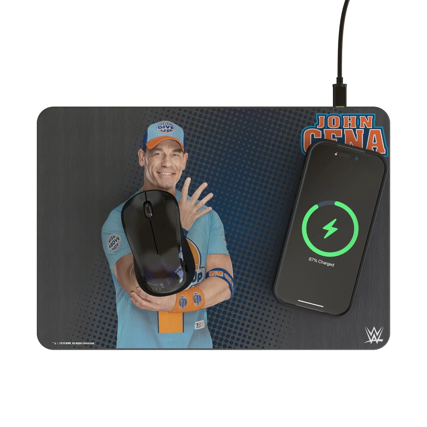 John Cena Superstar 15-Watt Wireless Charger and Mouse Pad