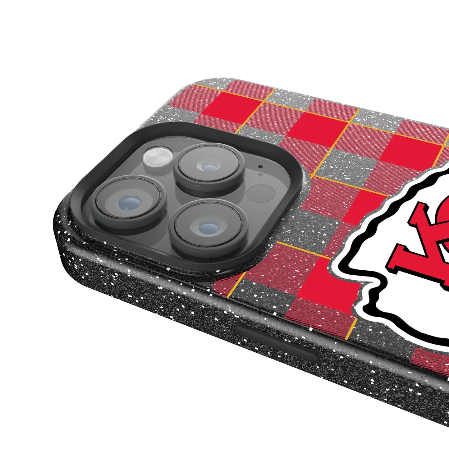 Kansas City Chiefs Plaid Black Bling Phone Case for Apple iPhone