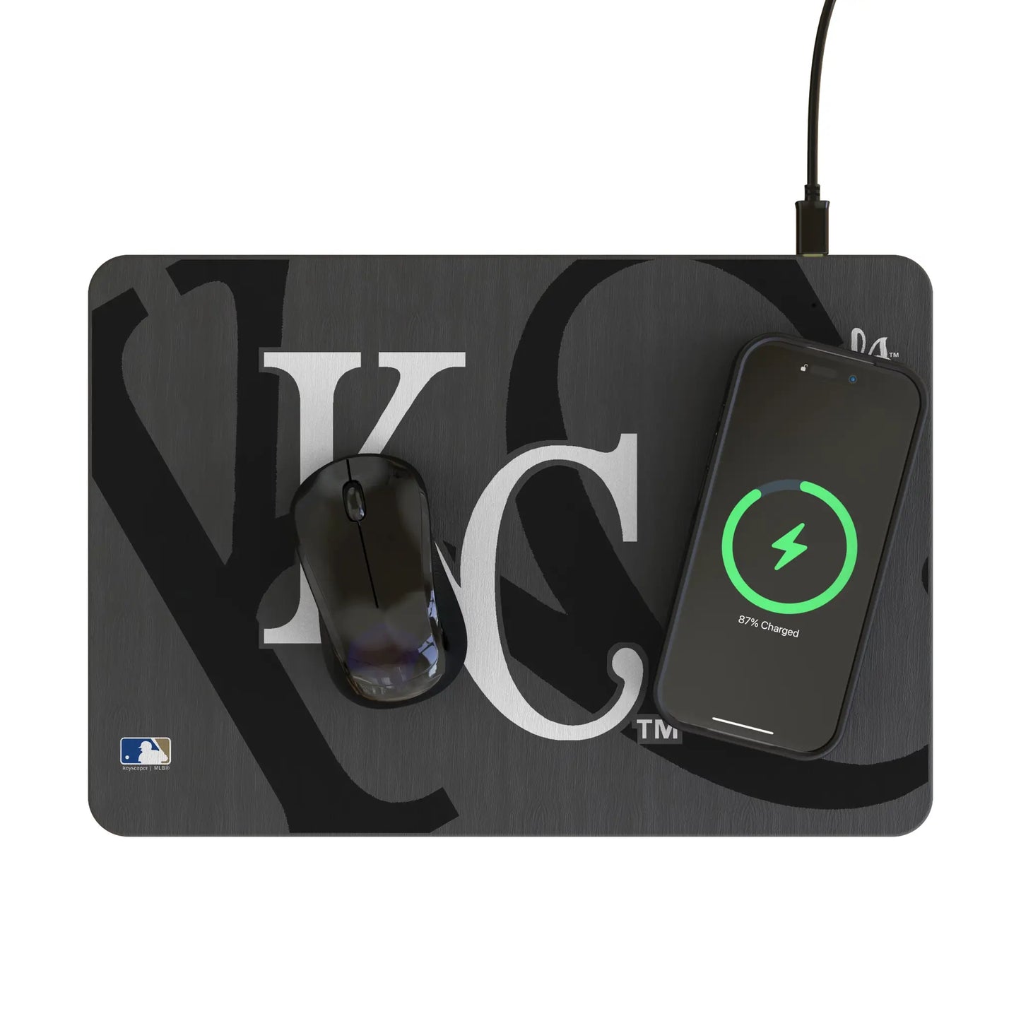 Kansas City Royals Monocolor Tilt 15-Watt Wireless Charger and Mouse Pad