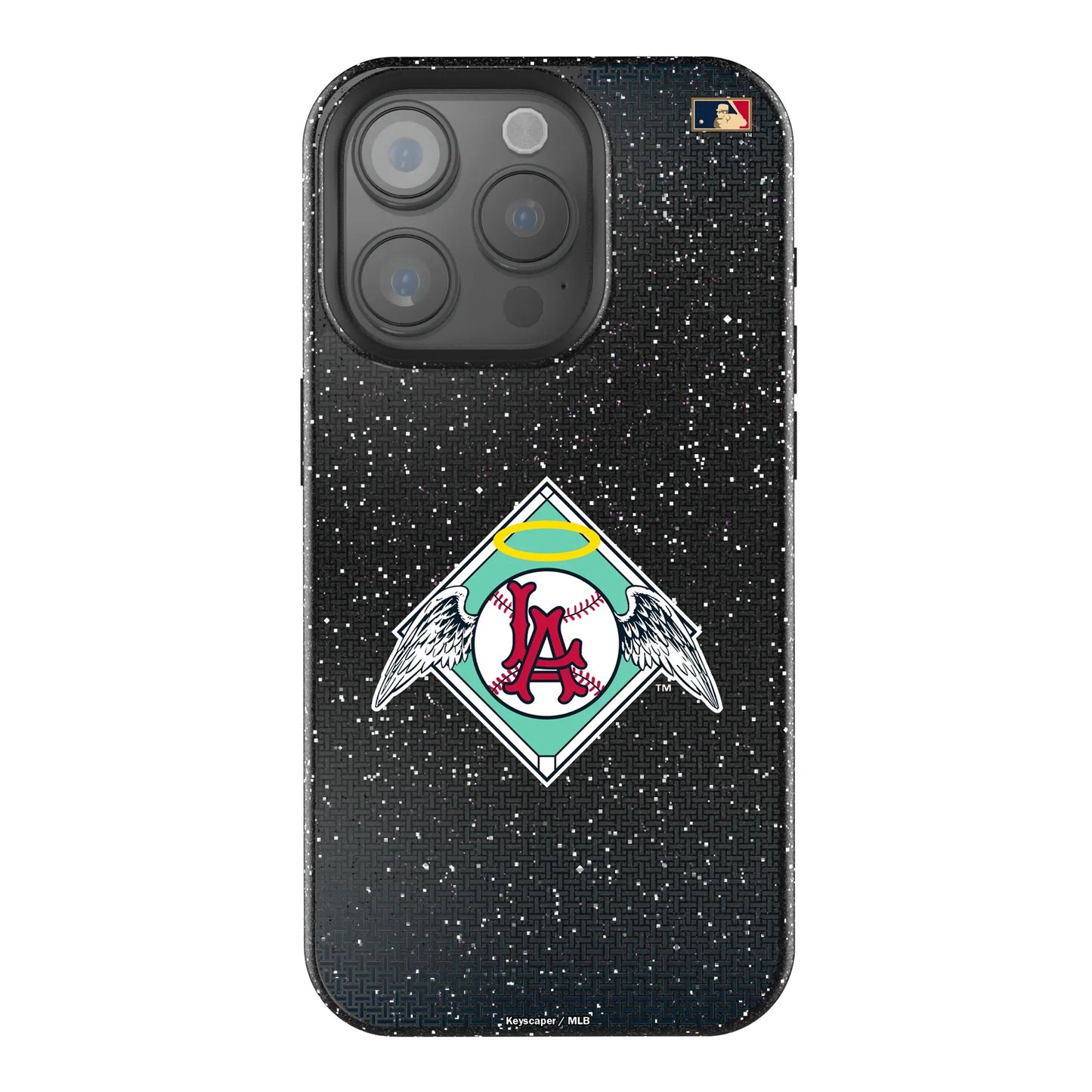 LA Angels 1961-1965 - Cooperstown Collection Linen Black Bling Phone Case for Apple iPhone
