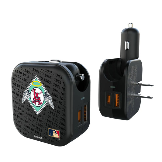 LA Angels 1961-1965 - Cooperstown Collection Text Backdrop 2 in 1 USB A/C Charger