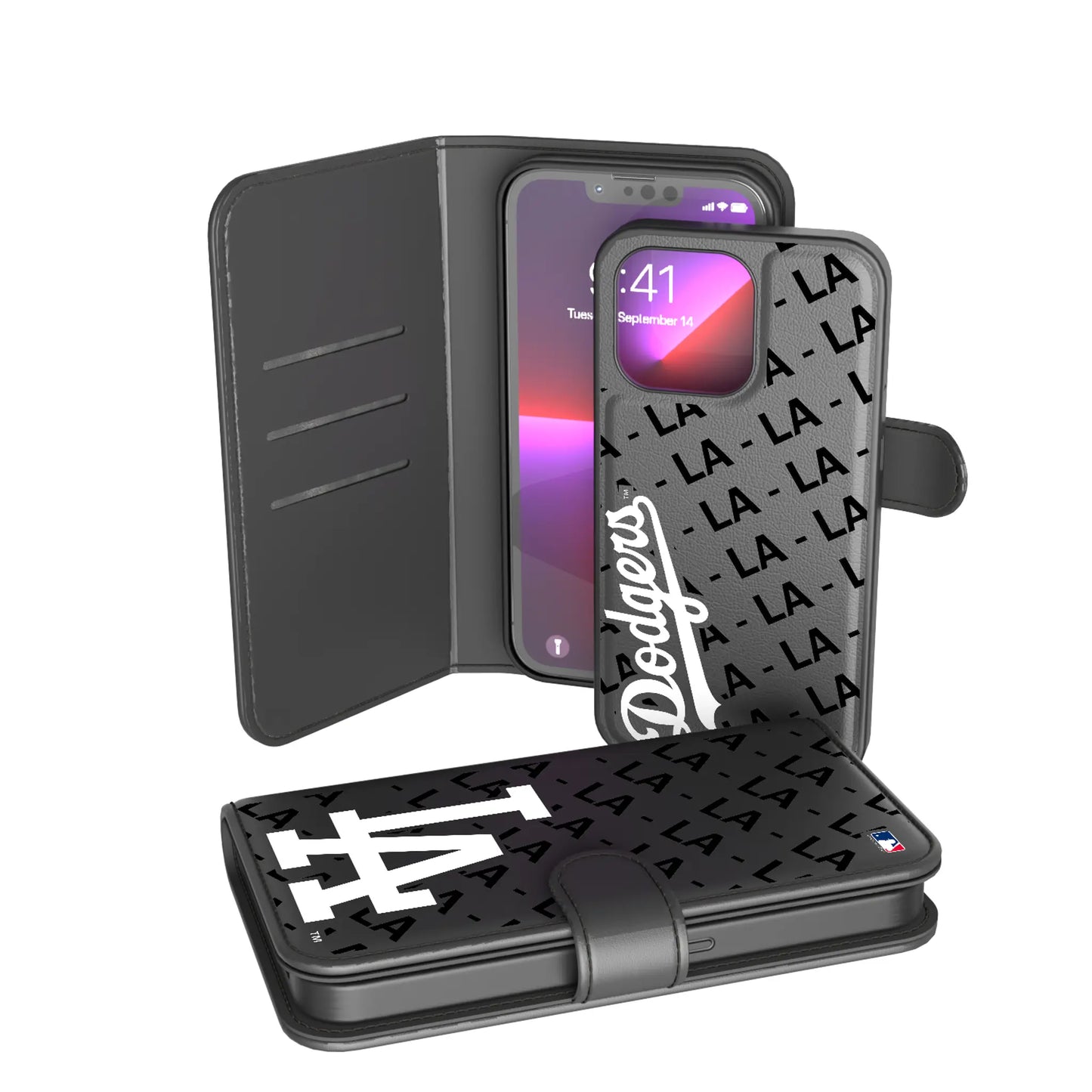 LA Dodgers Monocolor Tilt Wallet Phone Case for Apple iPhone